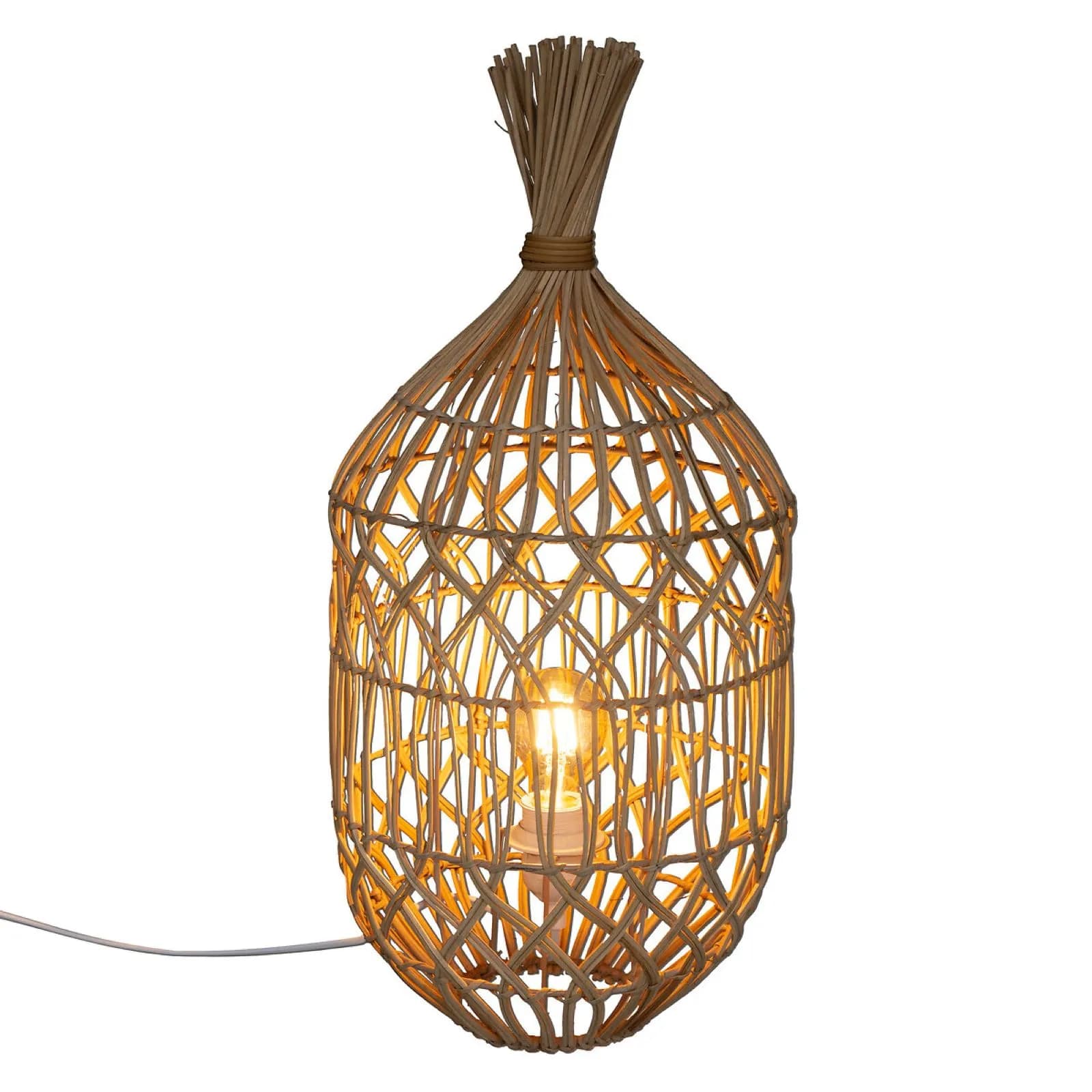 Lampada da tavolo 55h cm intrecciata in rattan naturale