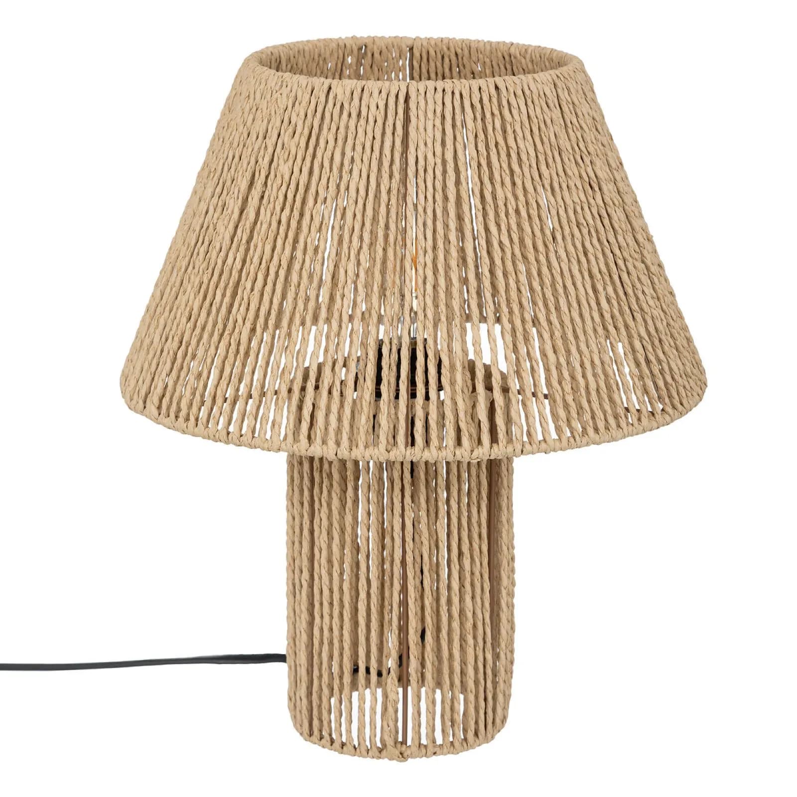 Lampada d'appoggio 38 h cm in acciaio ed intreccio in corda
