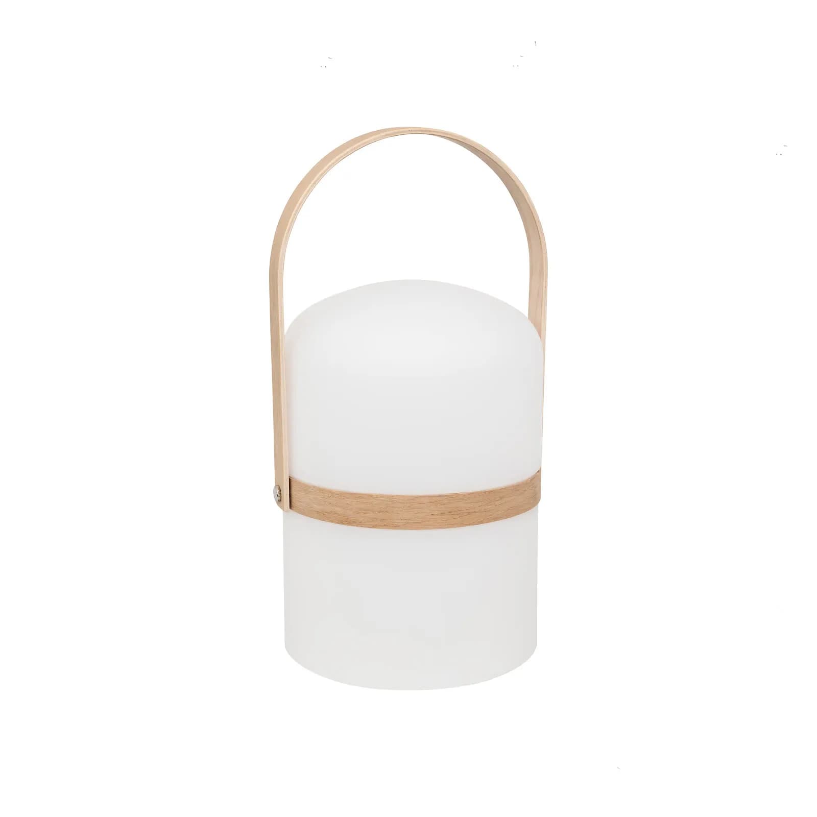 Lampada LED da tavolo luce calda 36h cm in polipropilene bianco con maniglia effetto legno - Kinesy