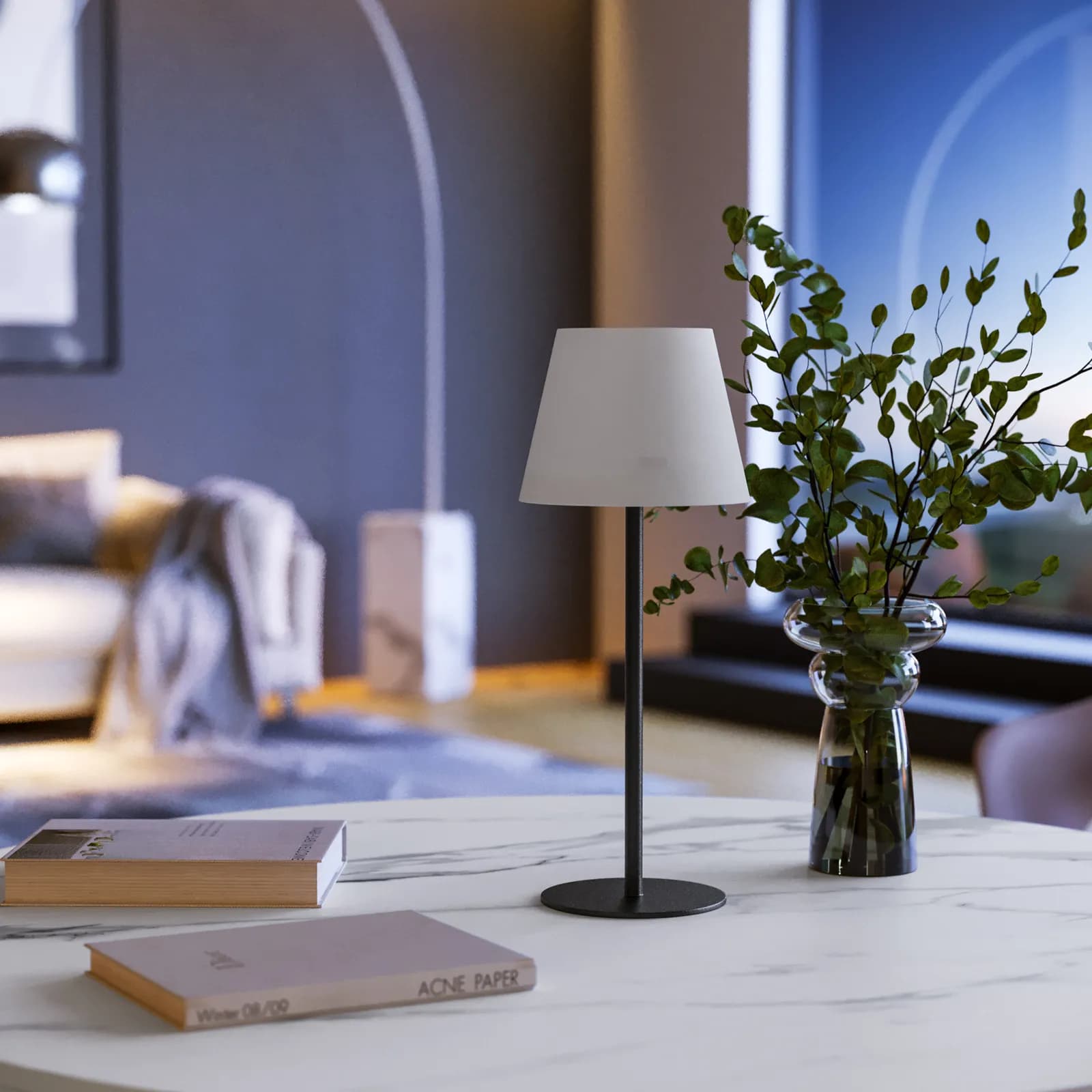 Lampada LED portatile paralume rotondo 15 cm in alluminio nero - Sazerac