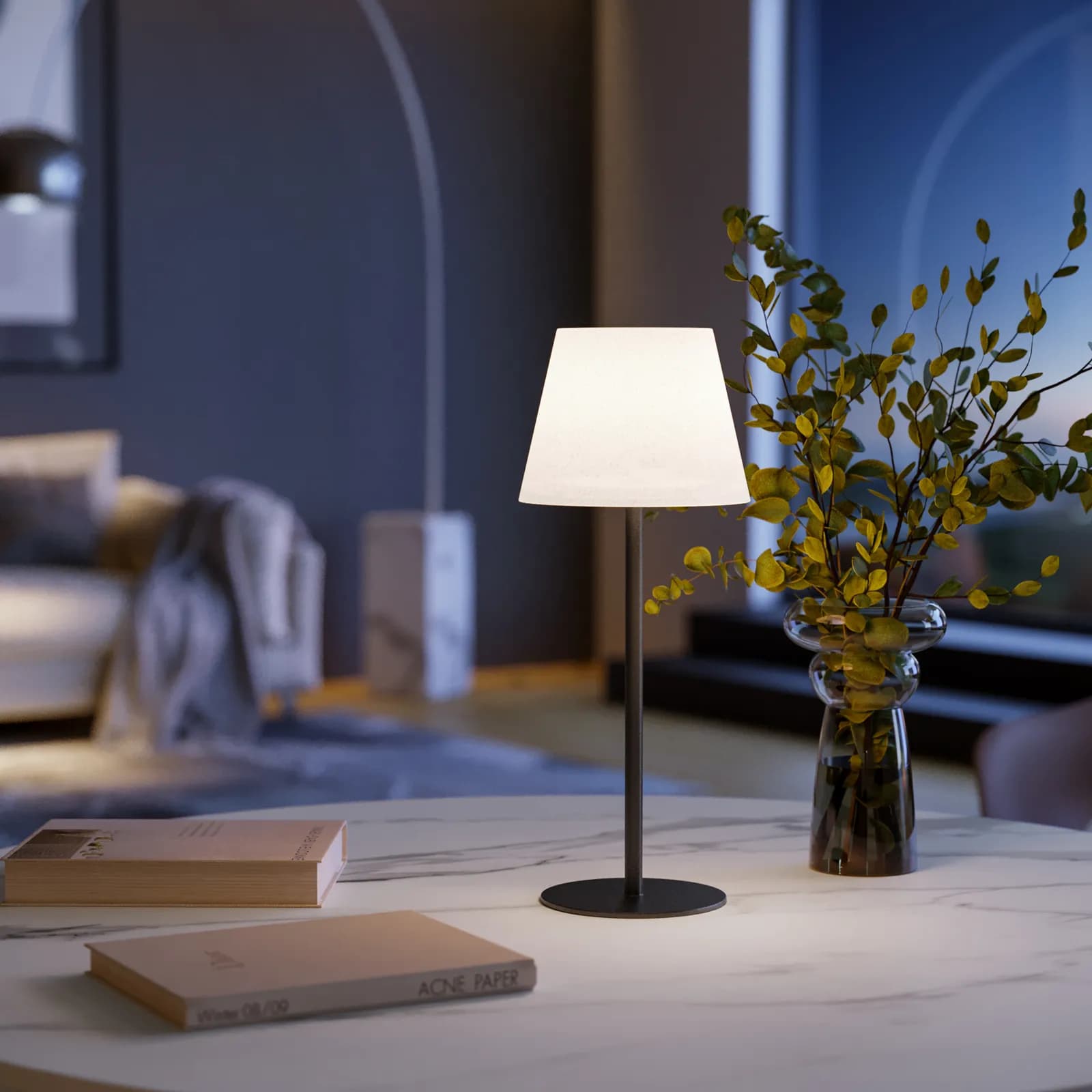 Lampada LED portatile paralume rotondo 15 cm in alluminio nero - Sazerac