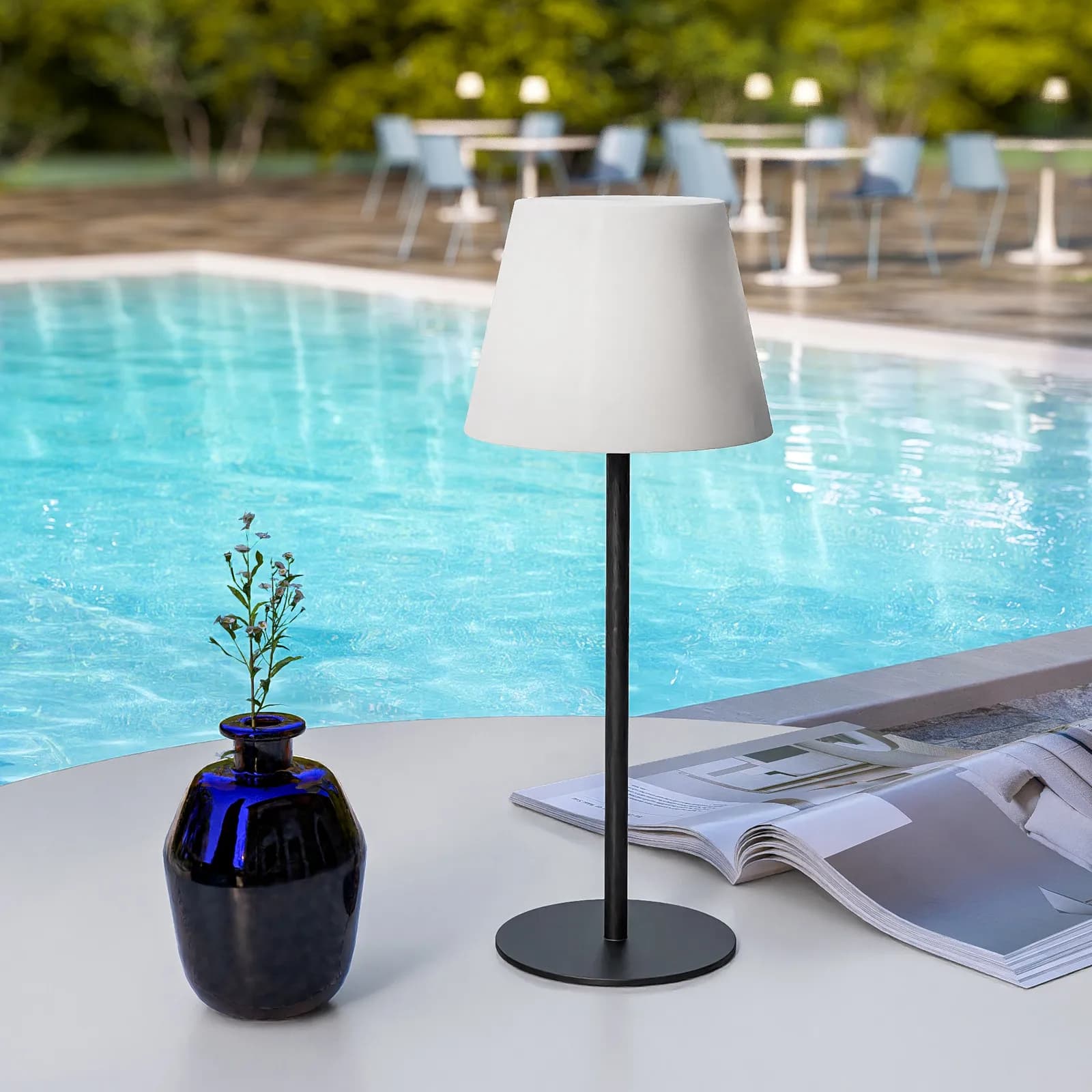 Lampada LED portatile paralume rotondo 15 cm in alluminio nero - Sazerac