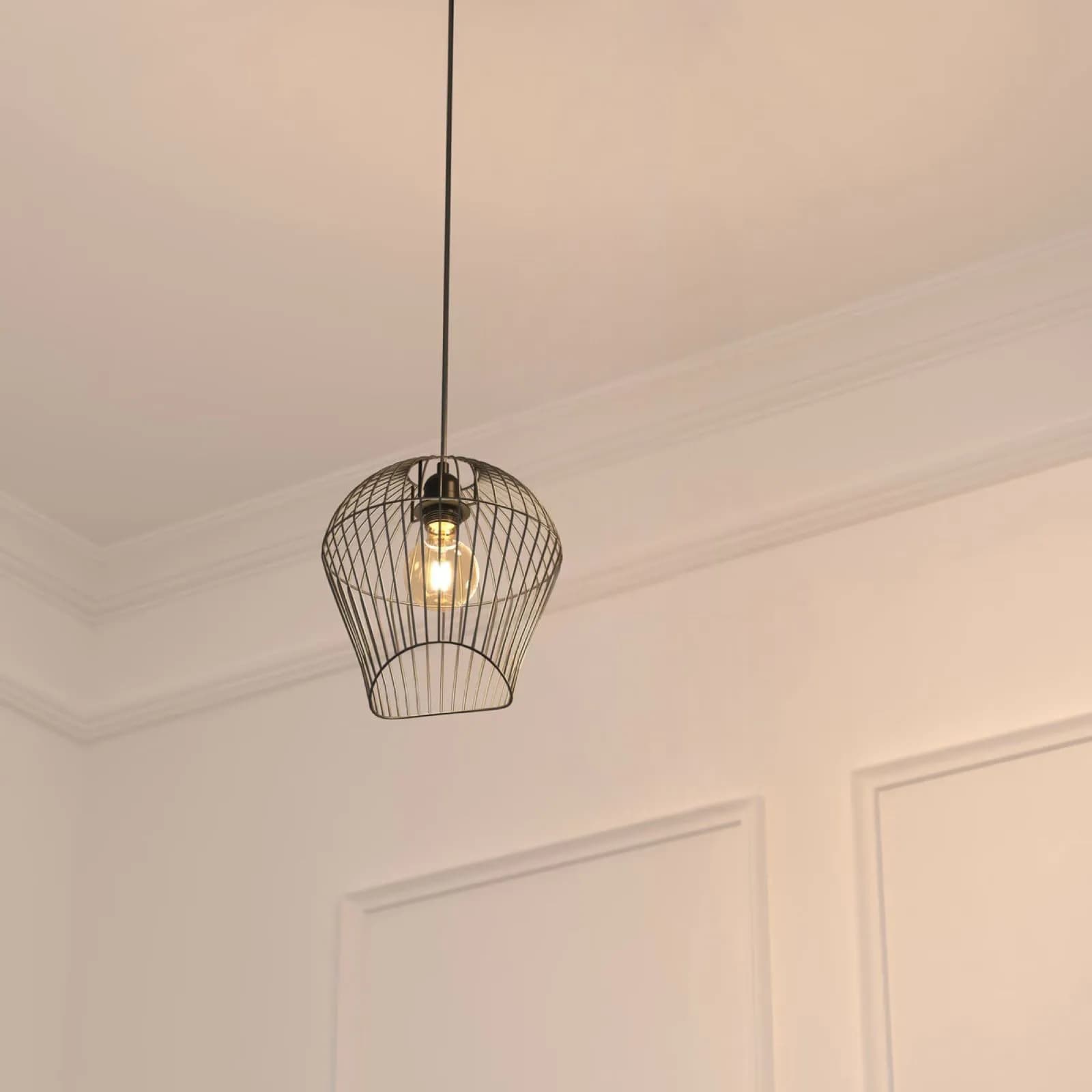 Lampada sospesa rotonda 26 cm in metallo nero