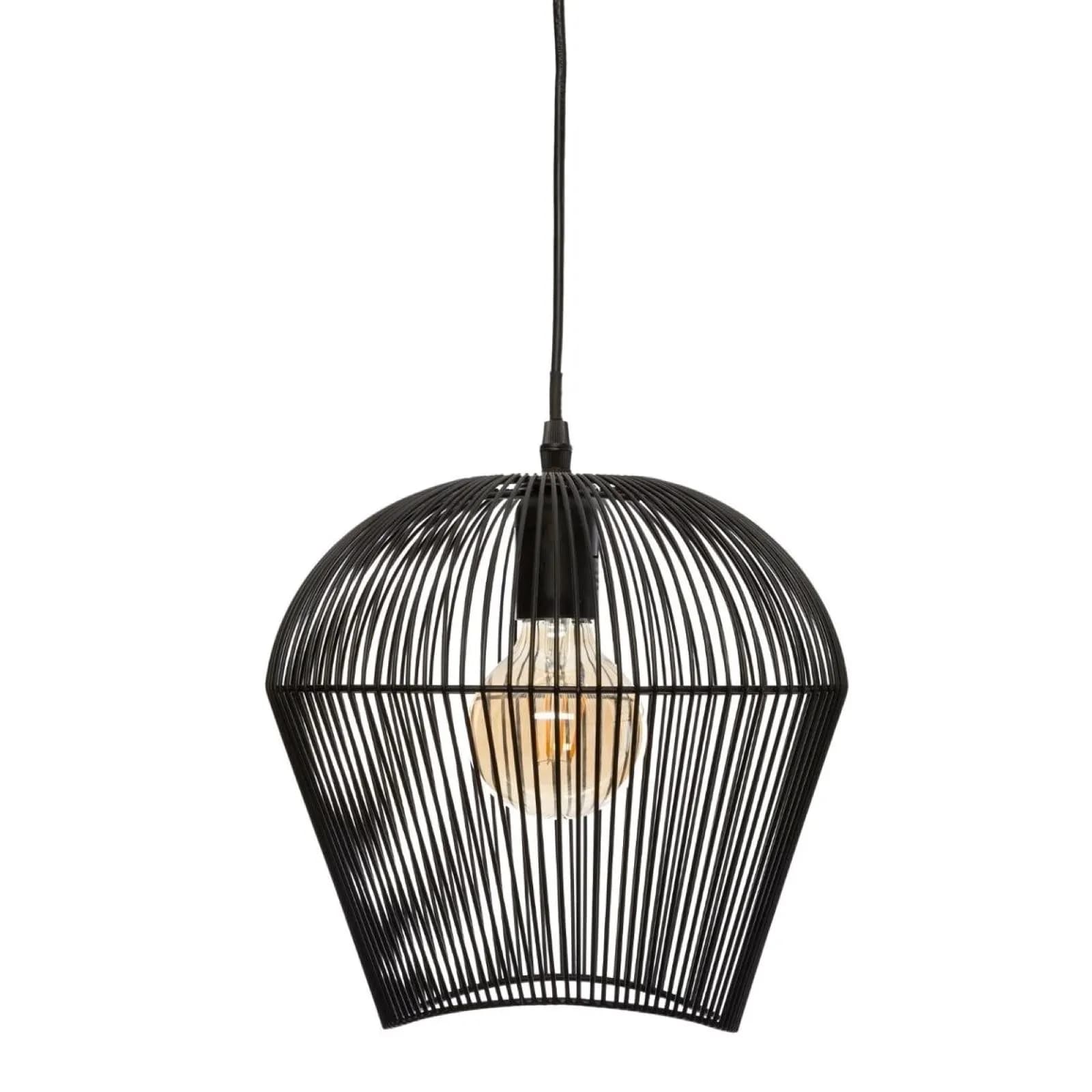 Lampada sospesa rotonda 26 cm in metallo nero