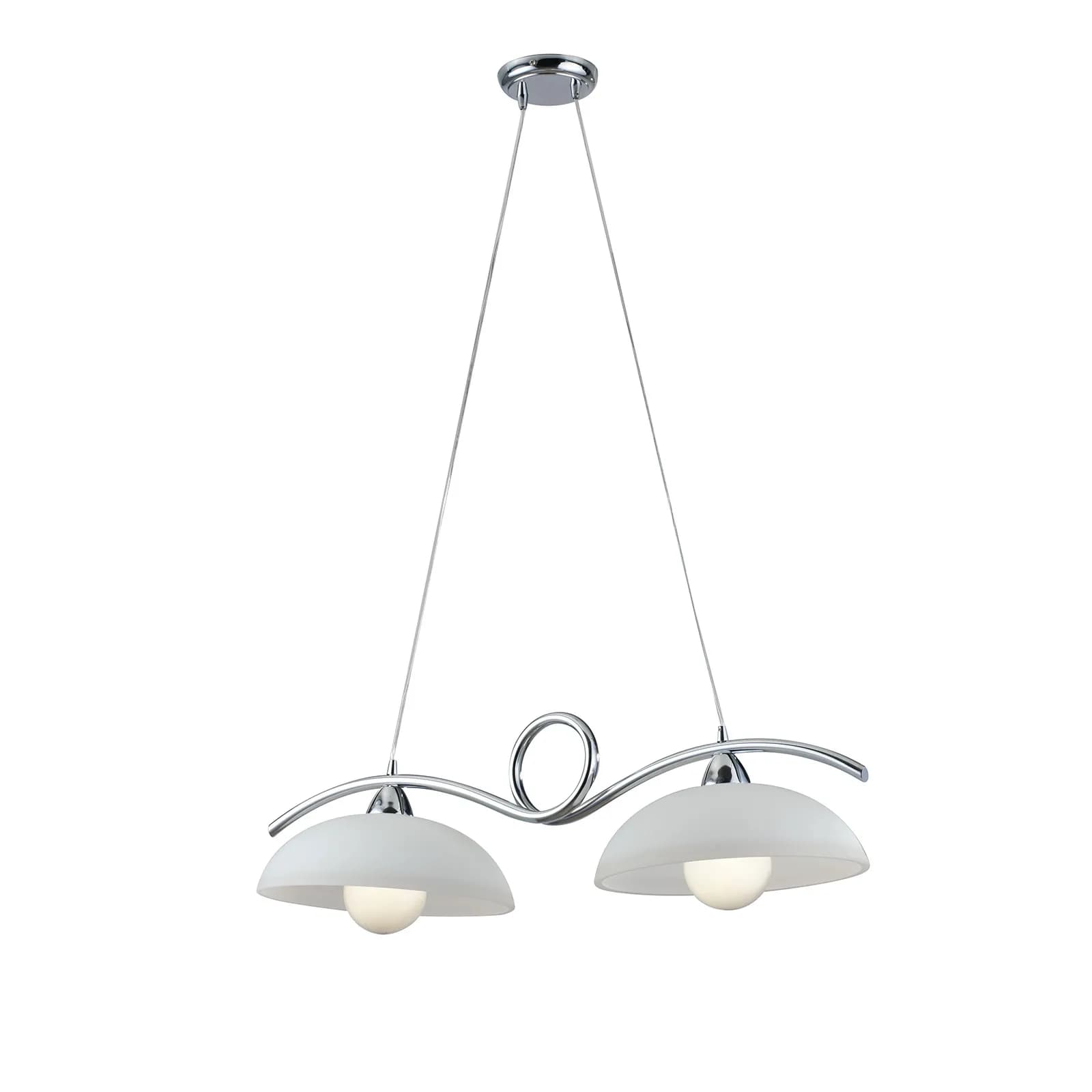 Lampada sospesa 76x30 cm in vetro e metallo cromato