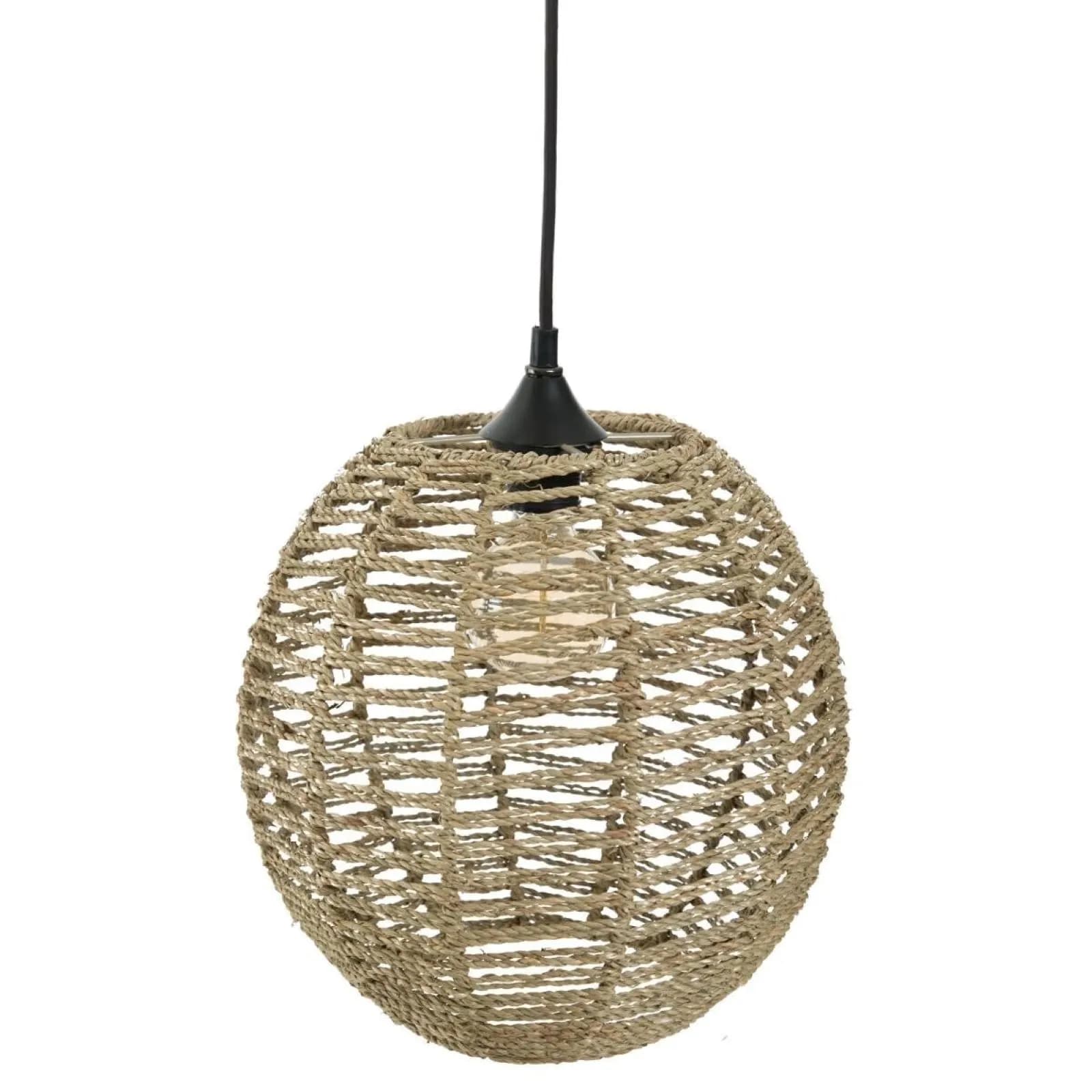 Lampada sospesa a sfera 35 cm in rattan naturale
