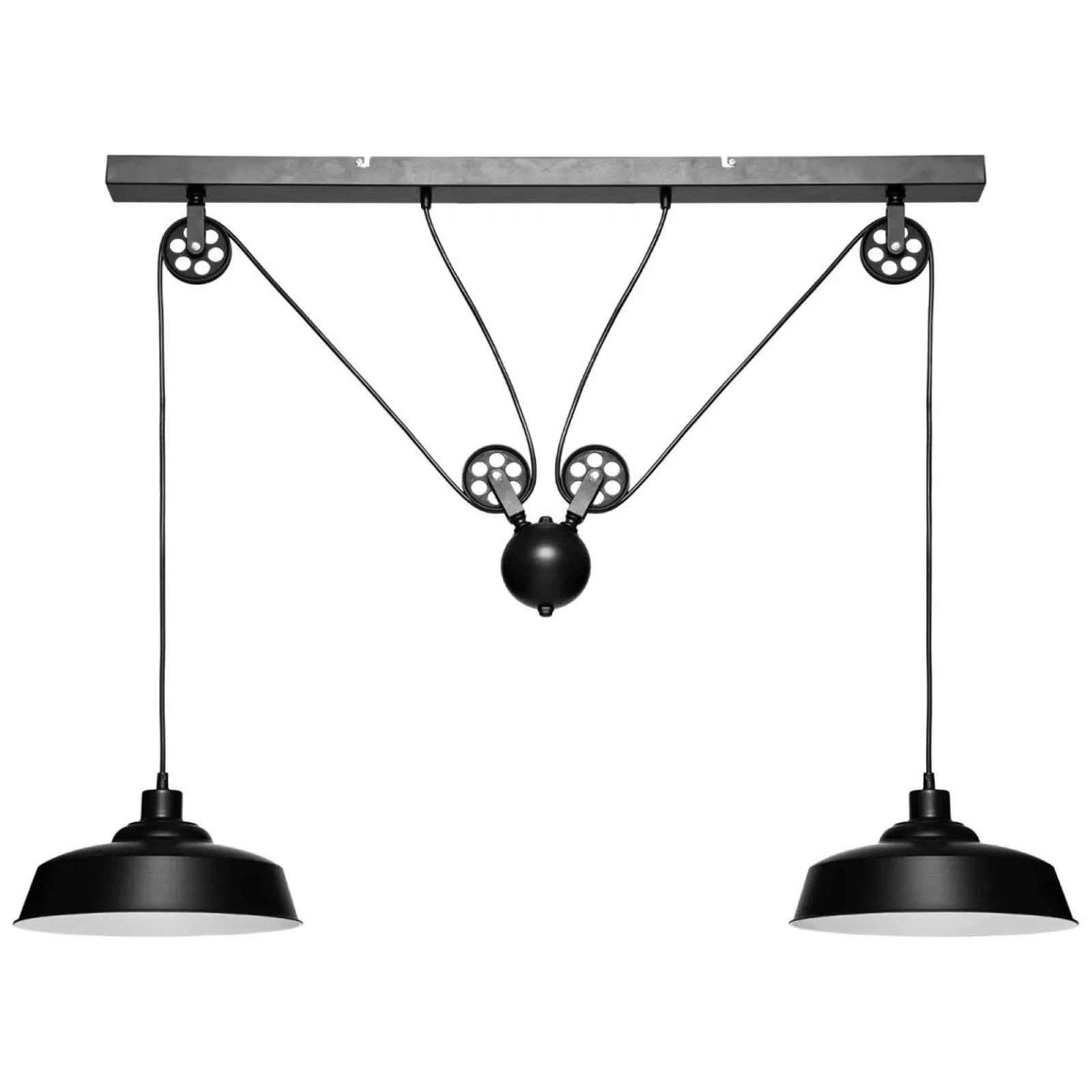 Lampada sospesa doppia 120x32 cm in metallo nero