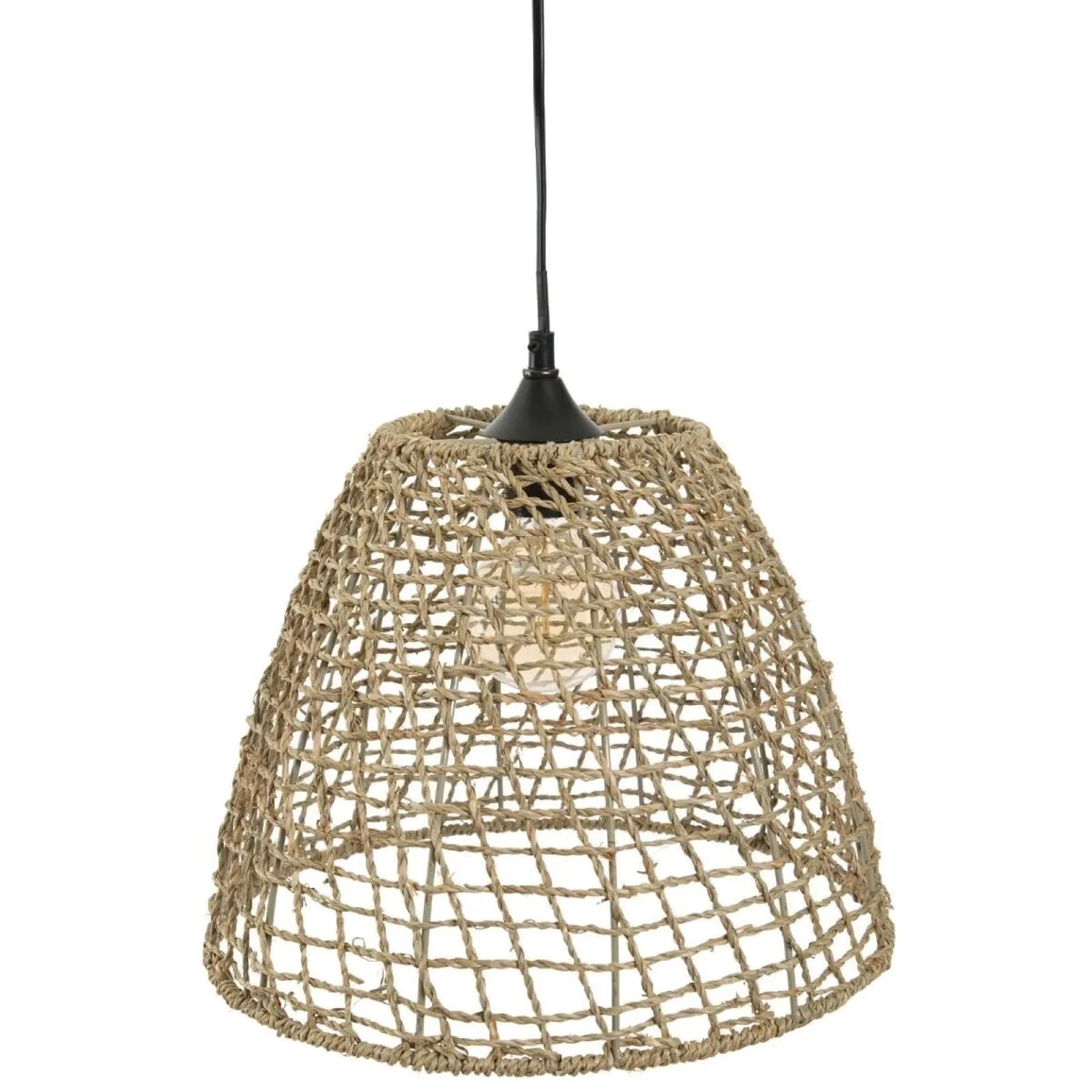 Lampada sospesa rotonda 35 cm in rattan naturale