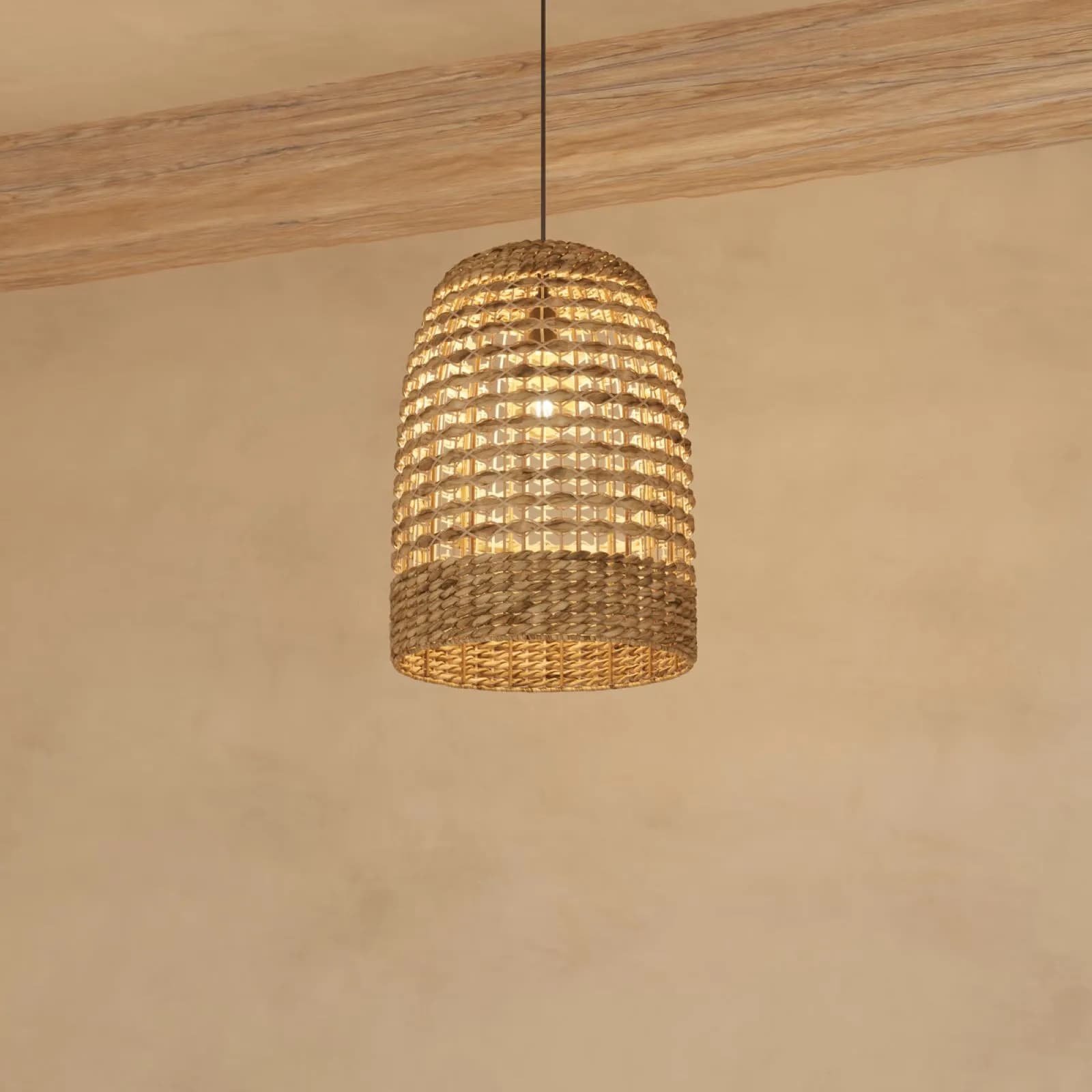 Lampada sospesa rotonda 37 cm in giacinto naturale