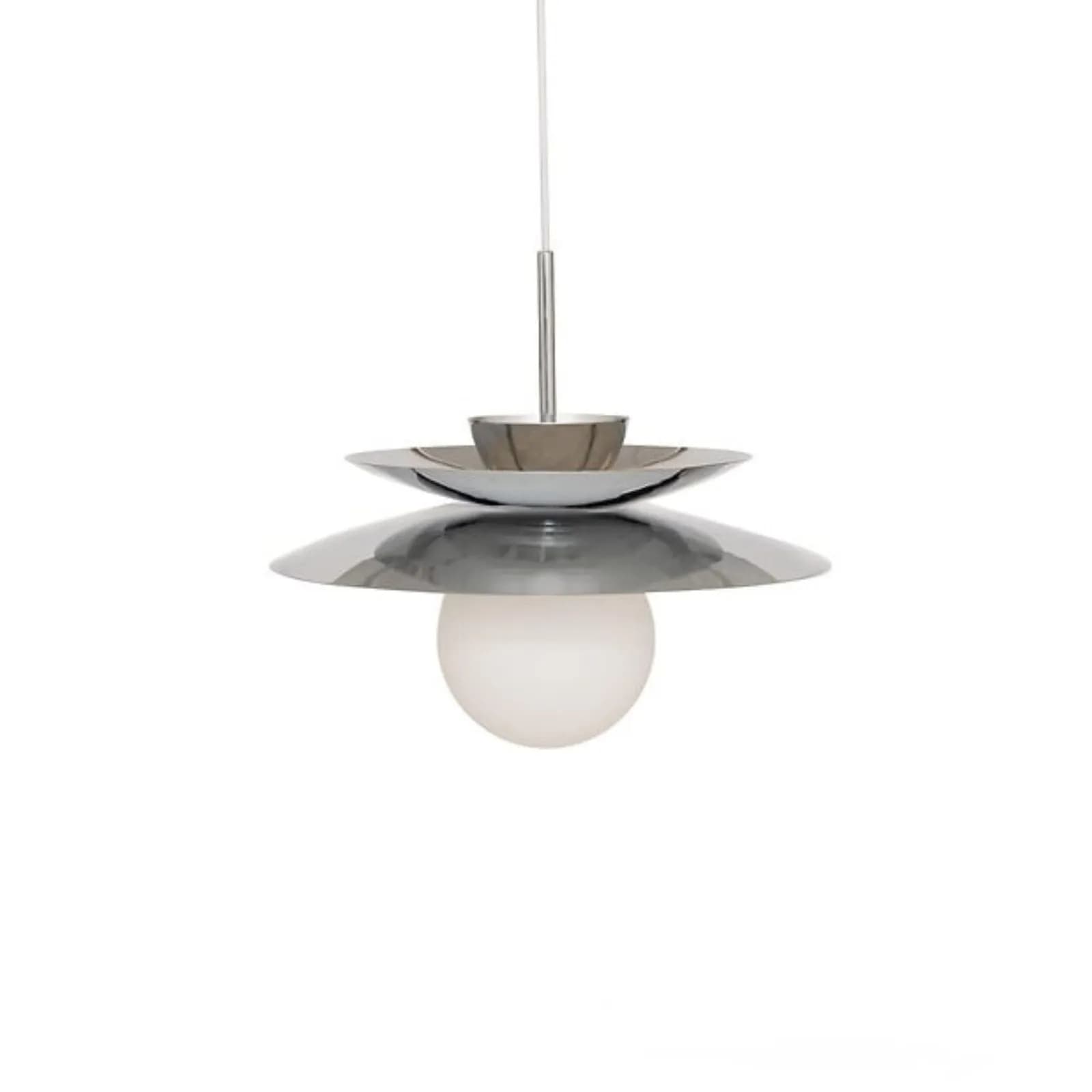 Lampada sospesa rotonda 38 cm in acciaio cromo e vetro
