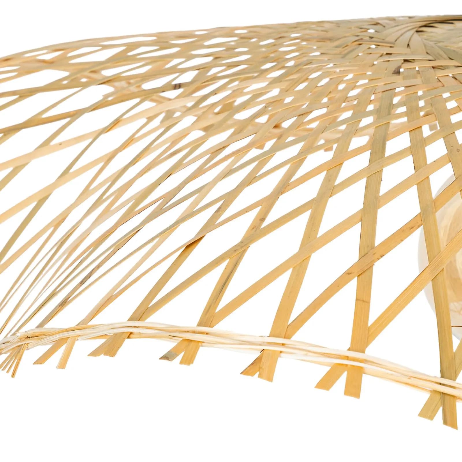 Lampada sospesa rotonda 58 cm in bambù naturale e acciaio