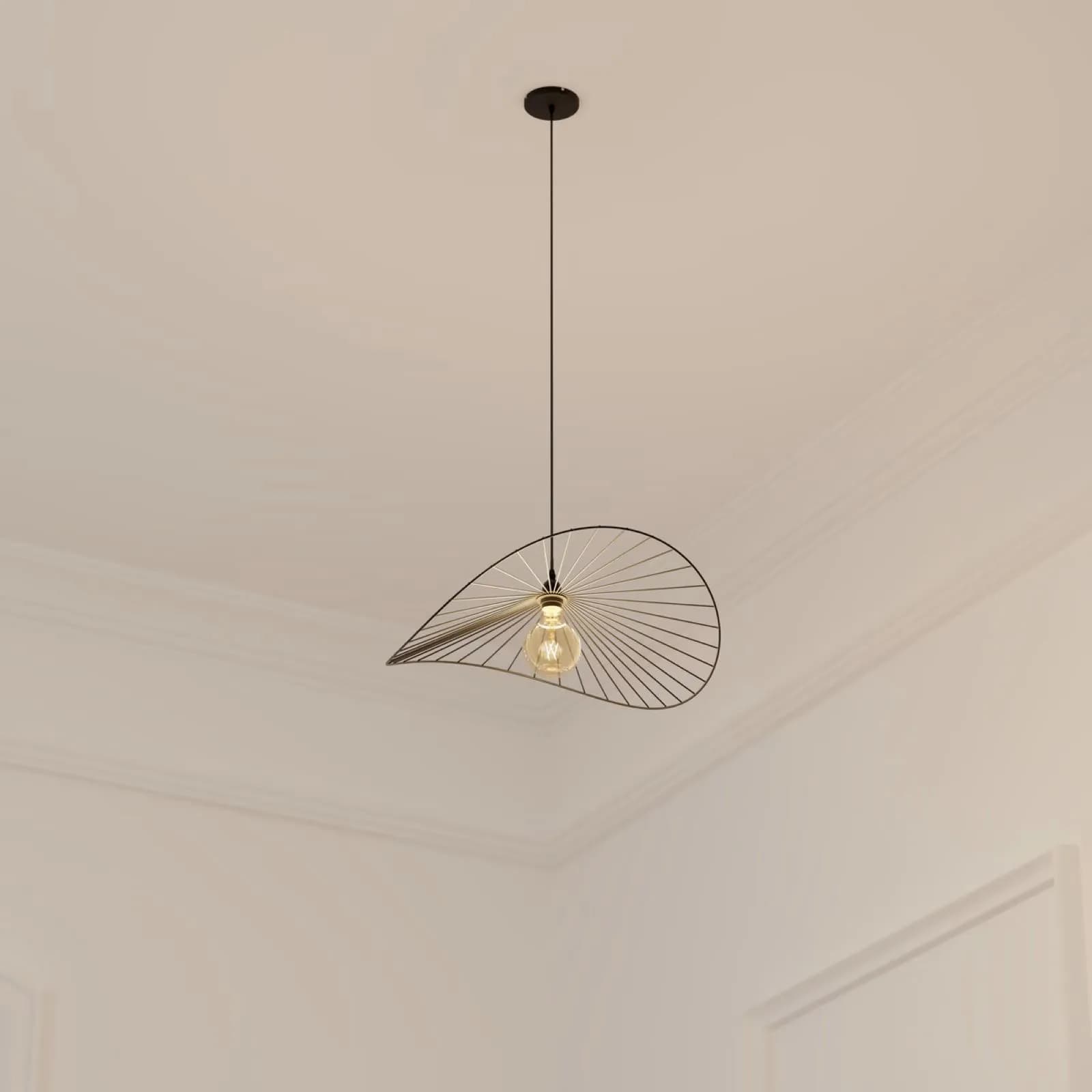 Lampada sospesa rotonda 58 cm in metallo nero