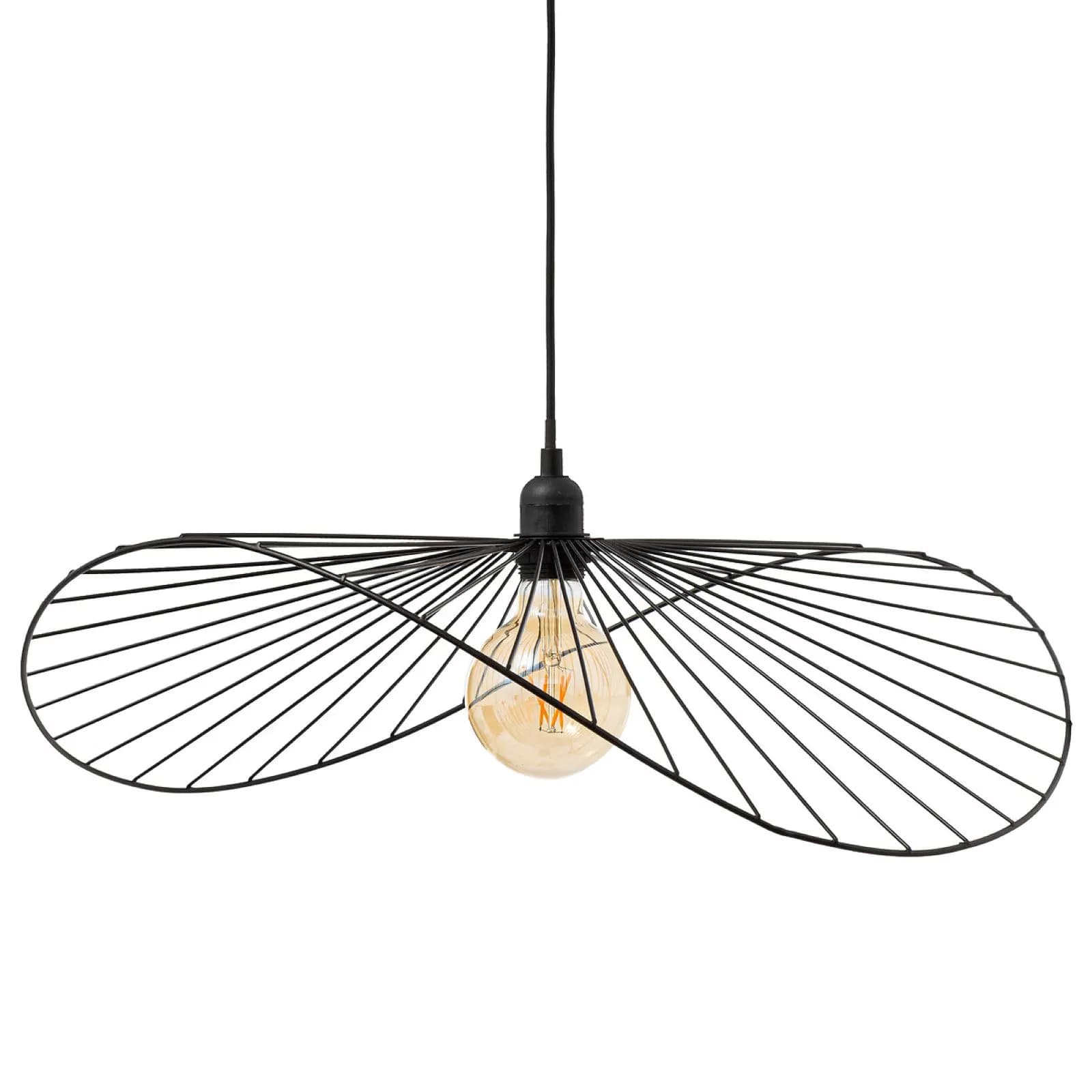 Lampada sospesa rotonda 58 cm in metallo nero