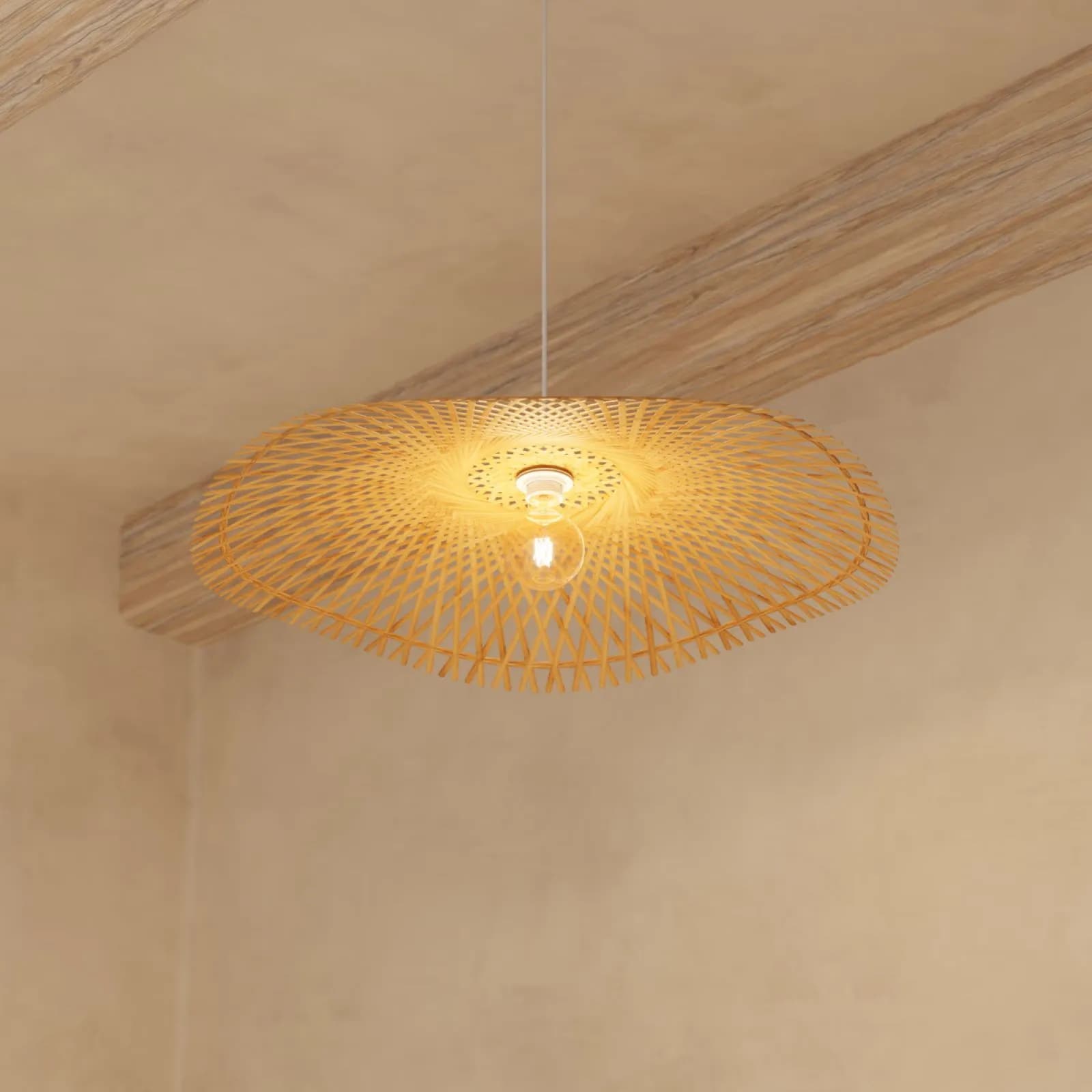 Lampada sospesa rotonda 75 cm in bambù naturale