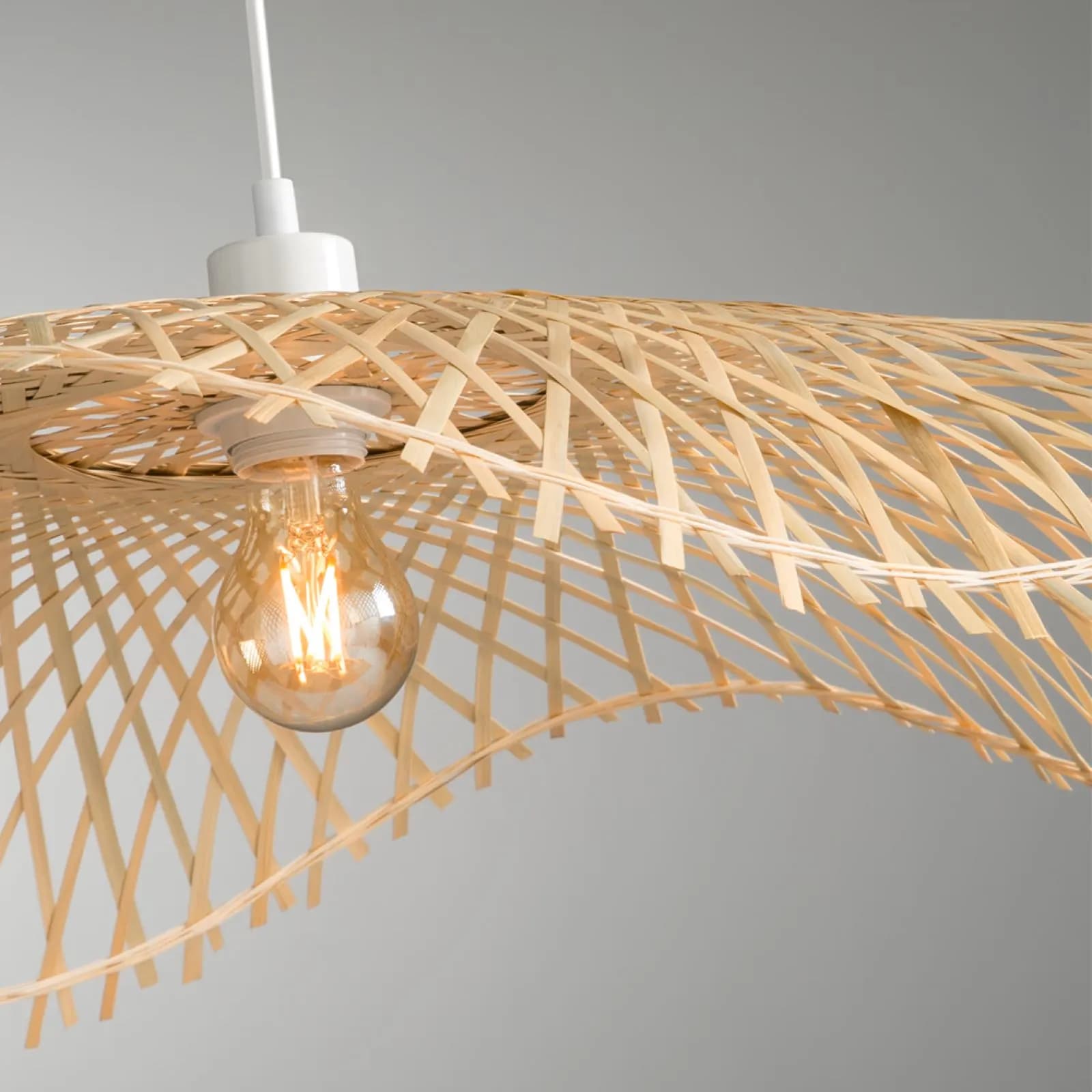 Lampada sospesa rotonda 75 cm in bambù naturale