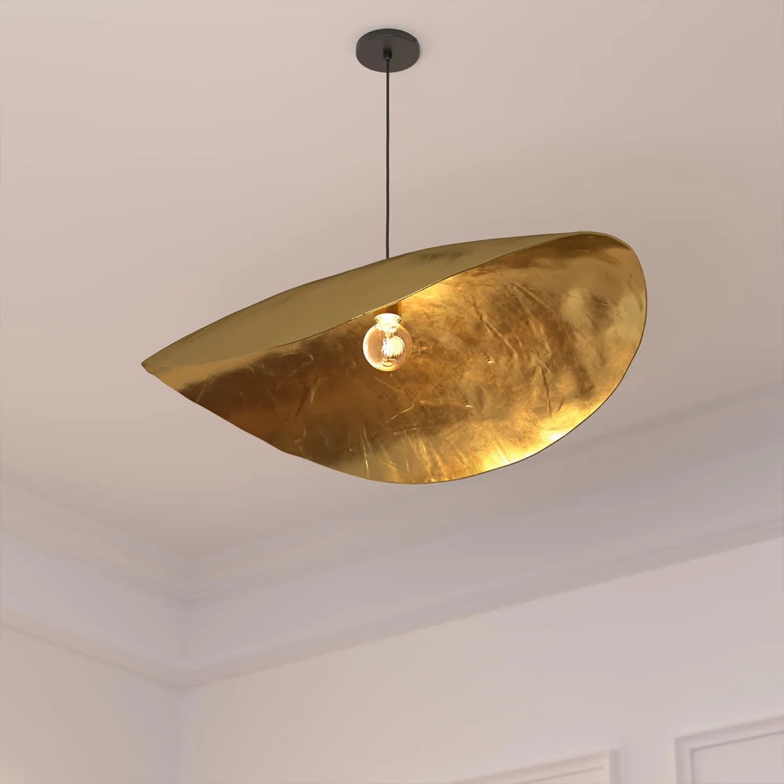 Lampada sospesa rotonda 80 cm in metallo oro