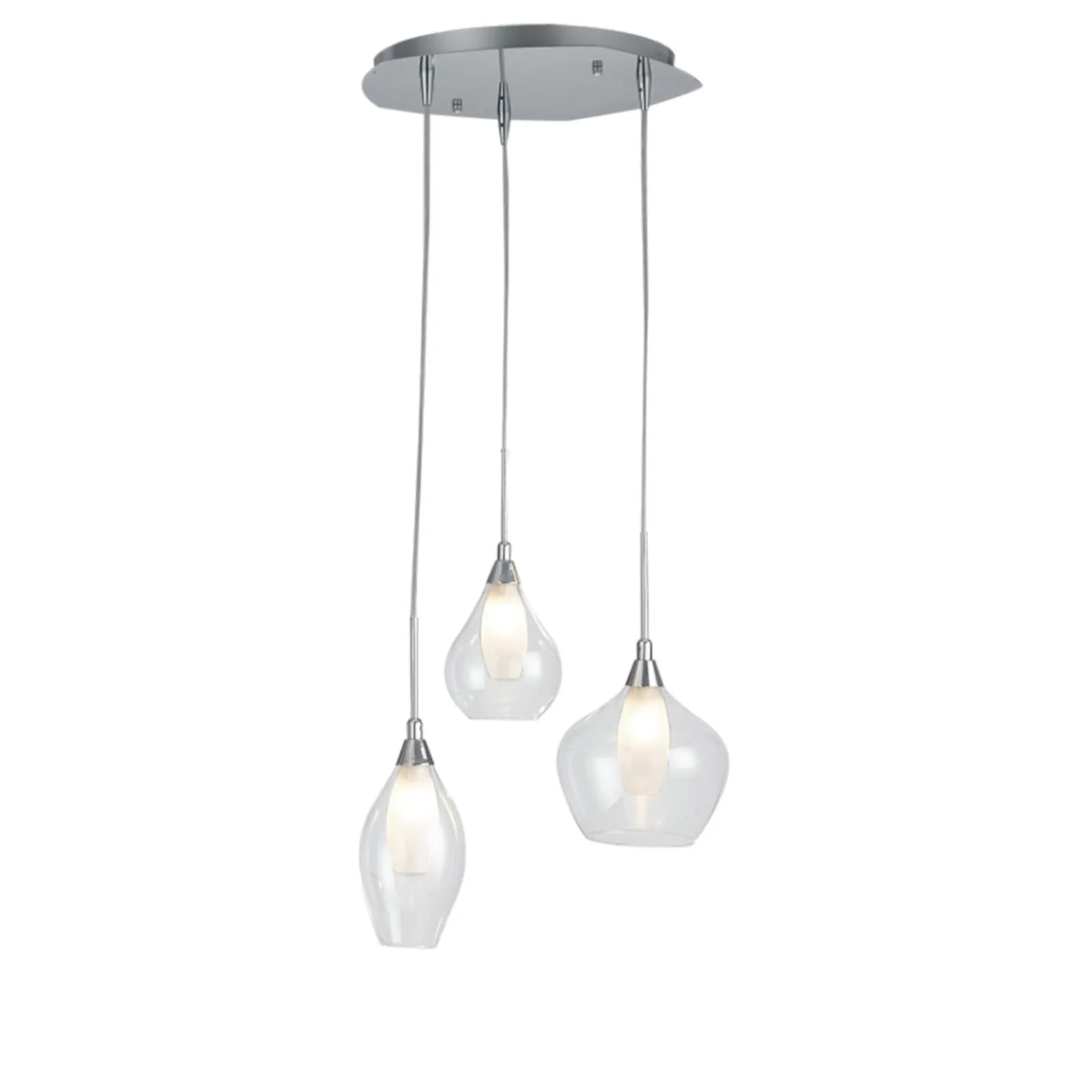 Lampadario da 3 lampade sospese per interno o esterno 35x120h cm in doppio vetro