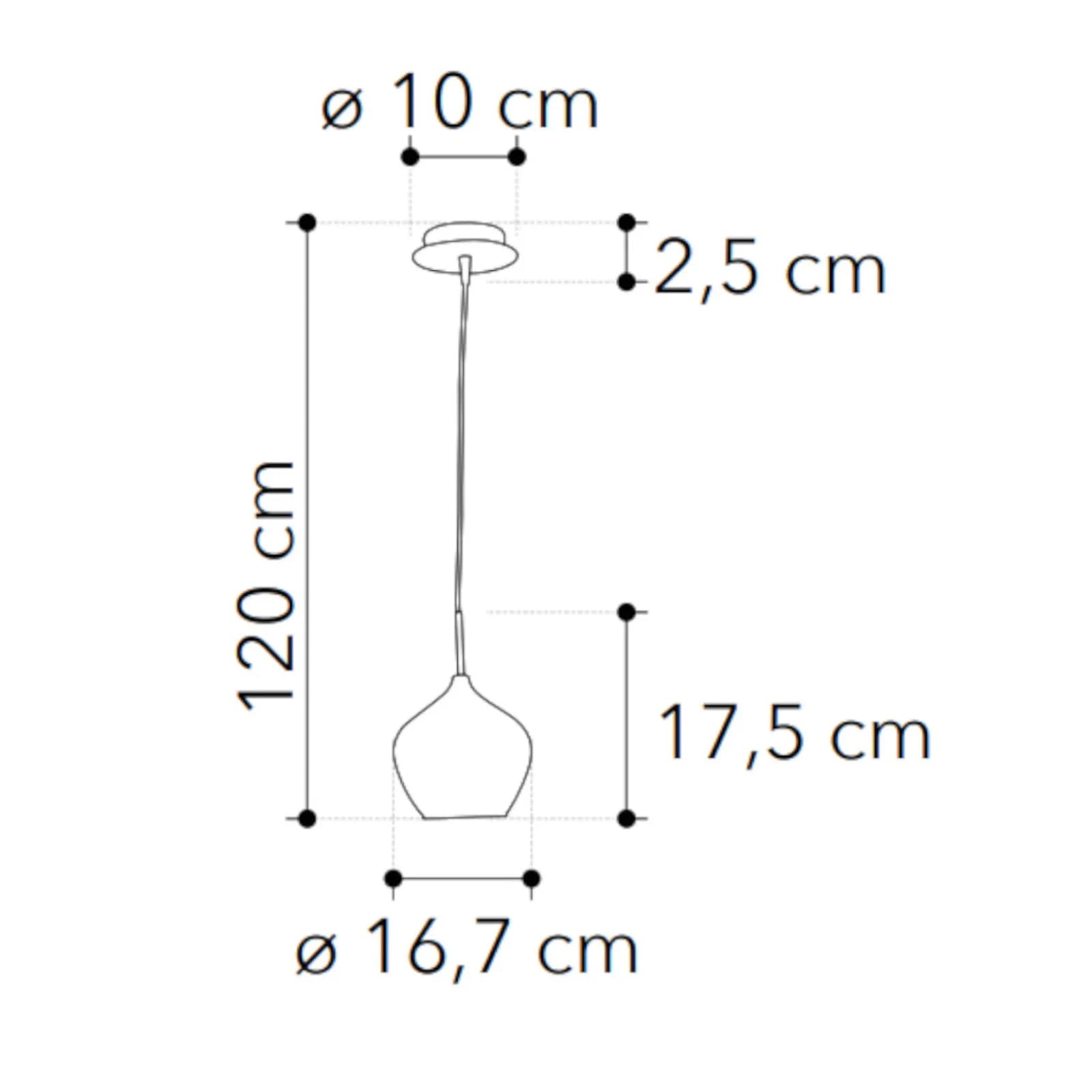 Lampadario da interno o esterno 16,7x120h cm in doppio vetro