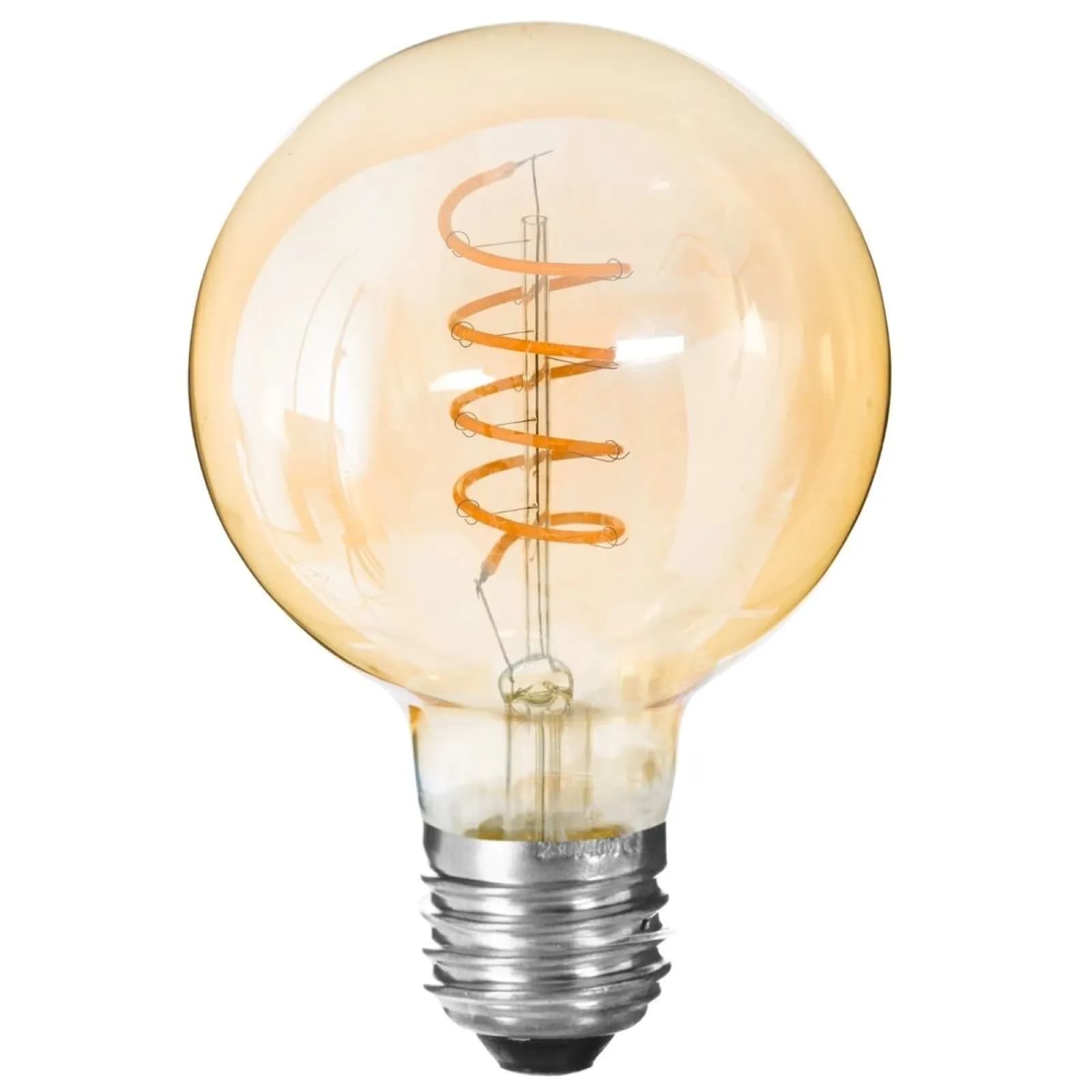 Lampadina led E27 a sfera G95 in vetro ambrato