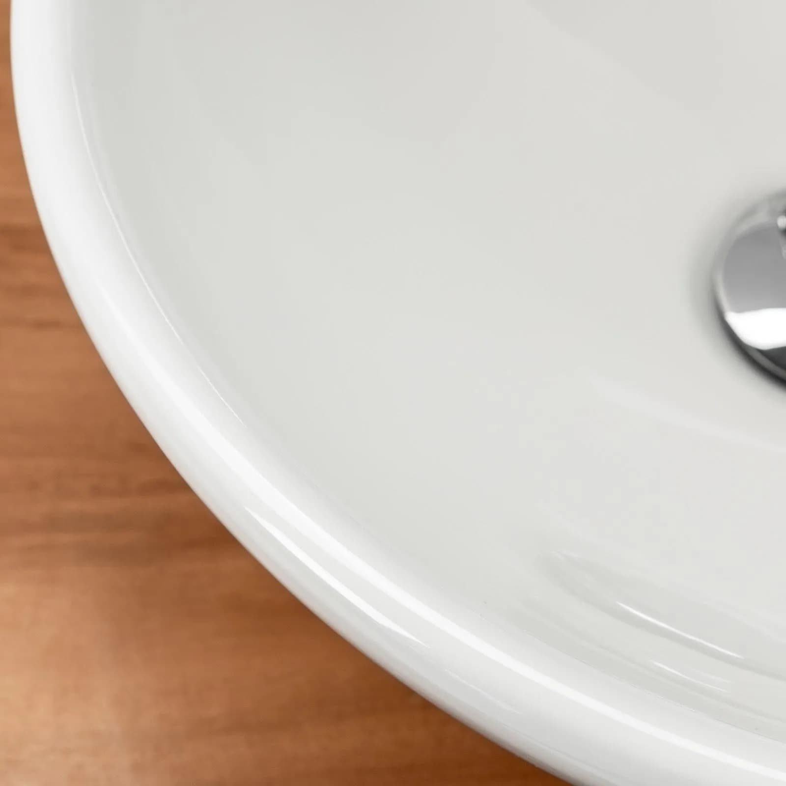 Lavabo a bacinella da appoggio rotondo 40 cm in ceramica bianco lucido