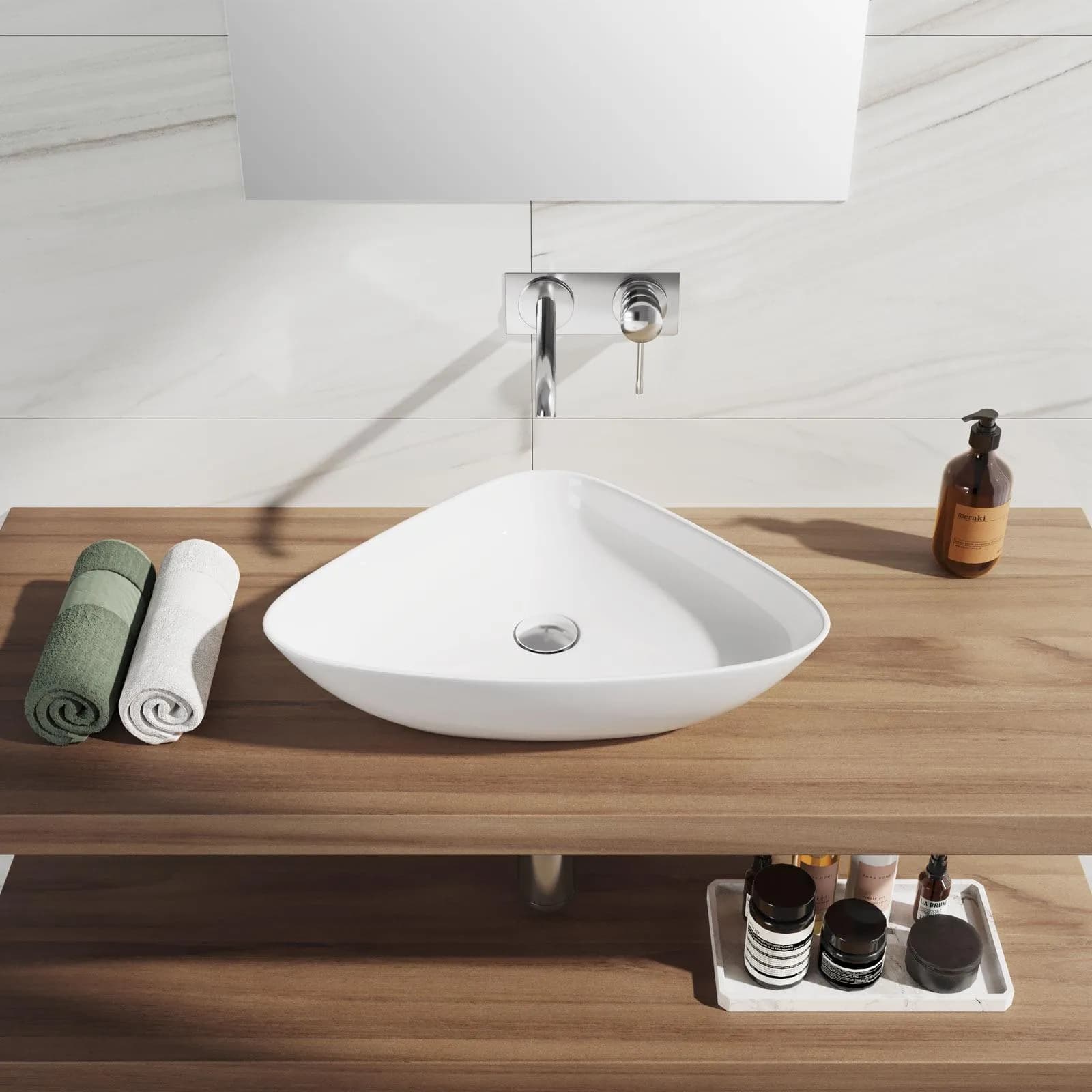 Lavabo bacinella da appoggio 59 x 39 cm in ceramica bianco lucido