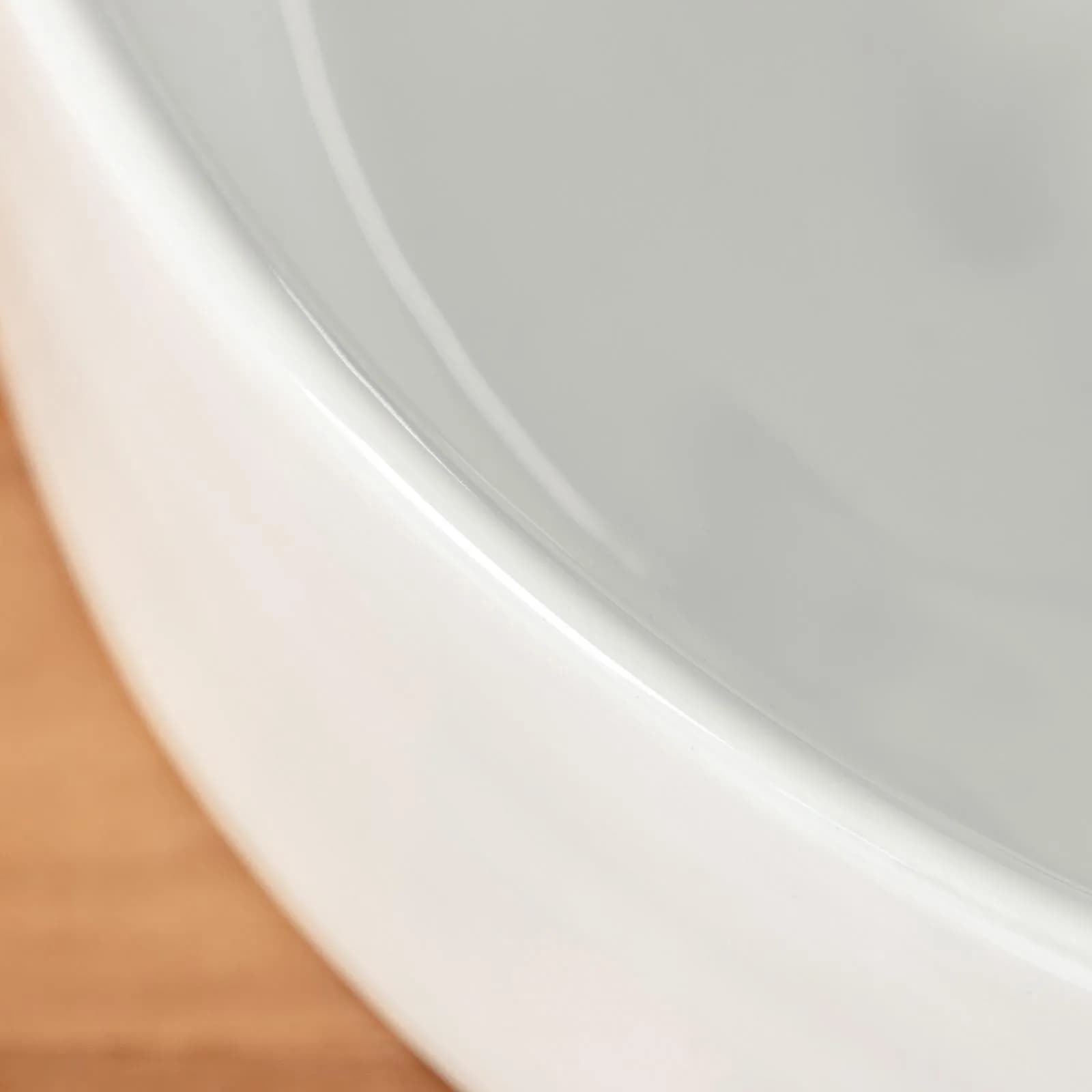 Lavabo bacinella d'appoggio bianco in ceramica con base miscelatore