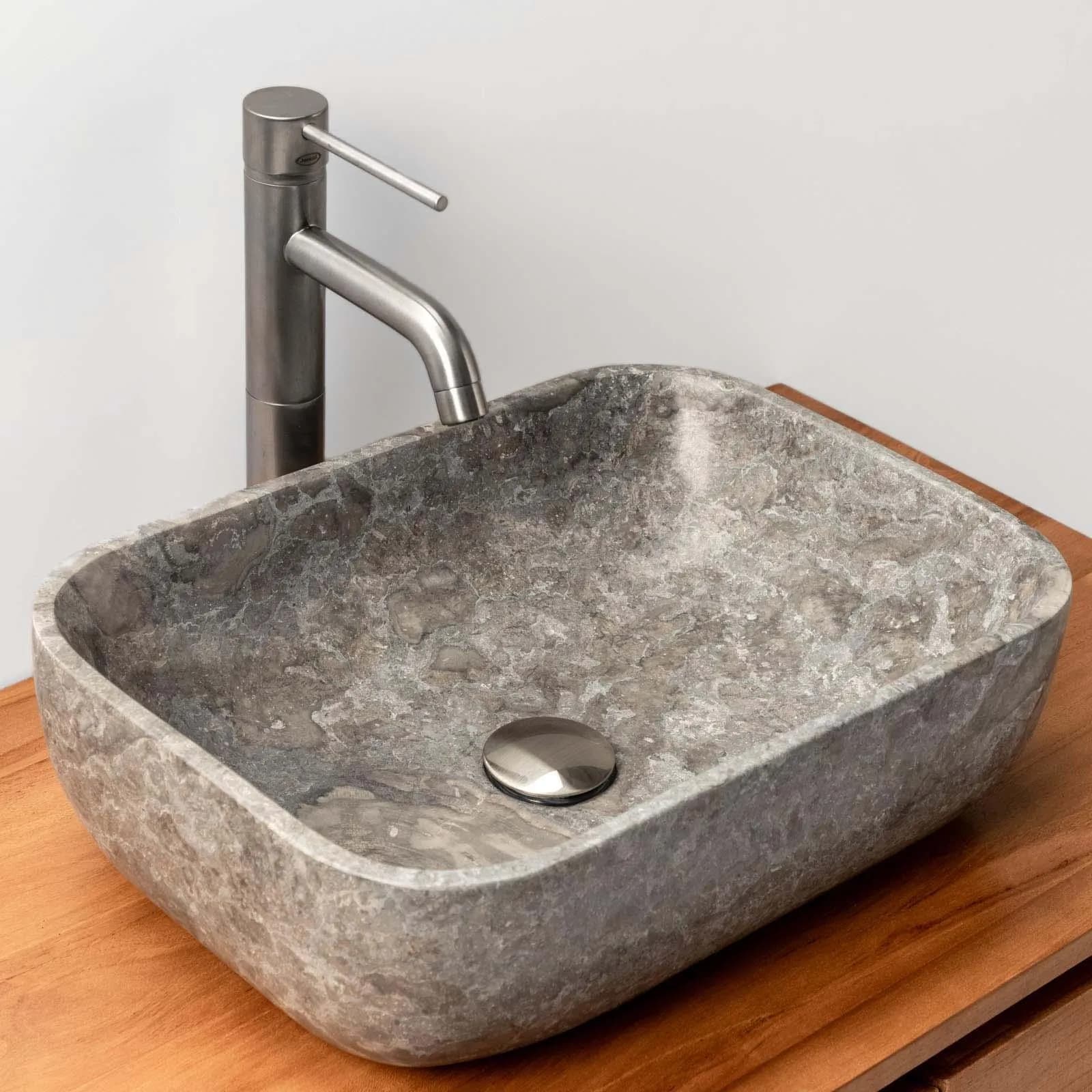 Lavabo da appoggio 46x33 cm in marmo satinato grigio - Artizan
