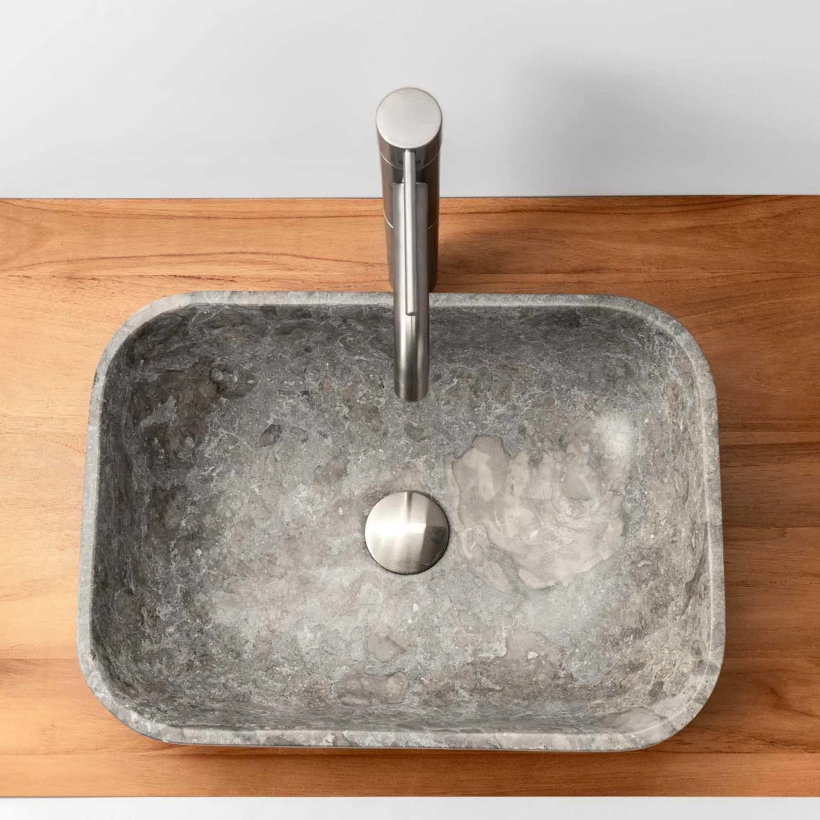 Lavabo da appoggio 46x33 cm in marmo satinato grigio - Artizan