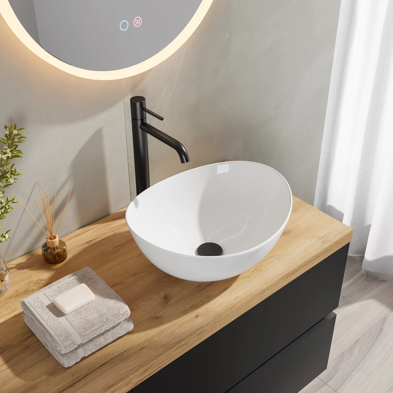 Lavabo d' appoggio 40x33 cm in ceramica bianco lucido - Barj