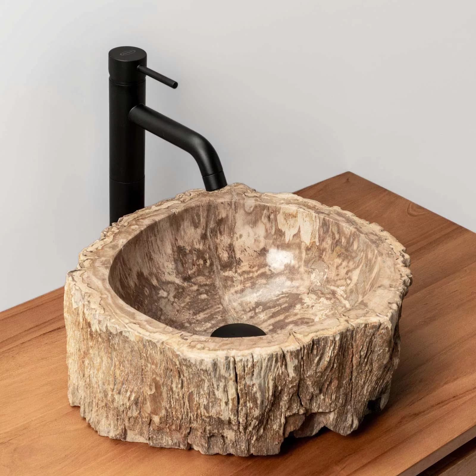 Lavabo da appoggio in legno pietrificato - Artizan