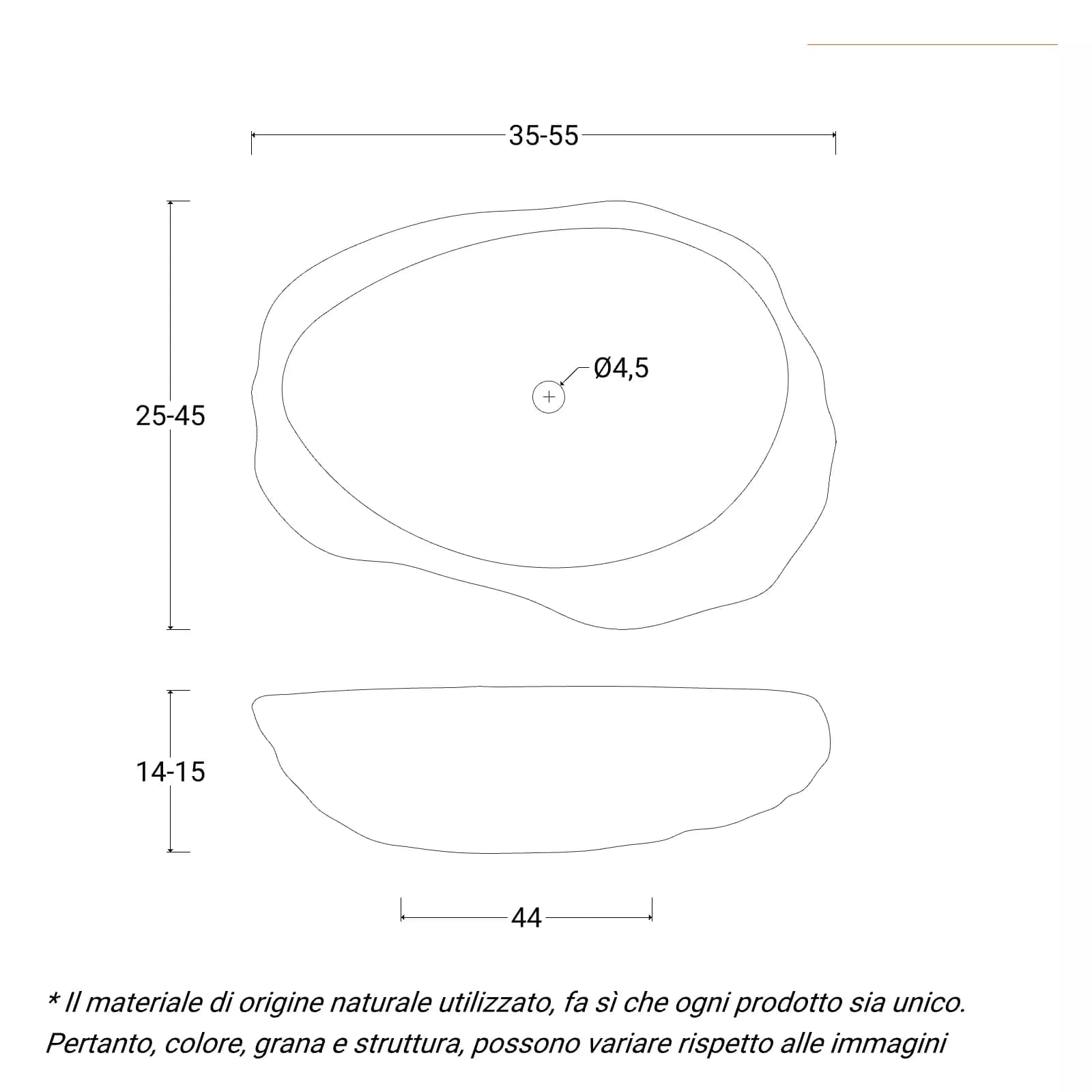 Lavabo da appoggio in legno pietrificato - Artizan