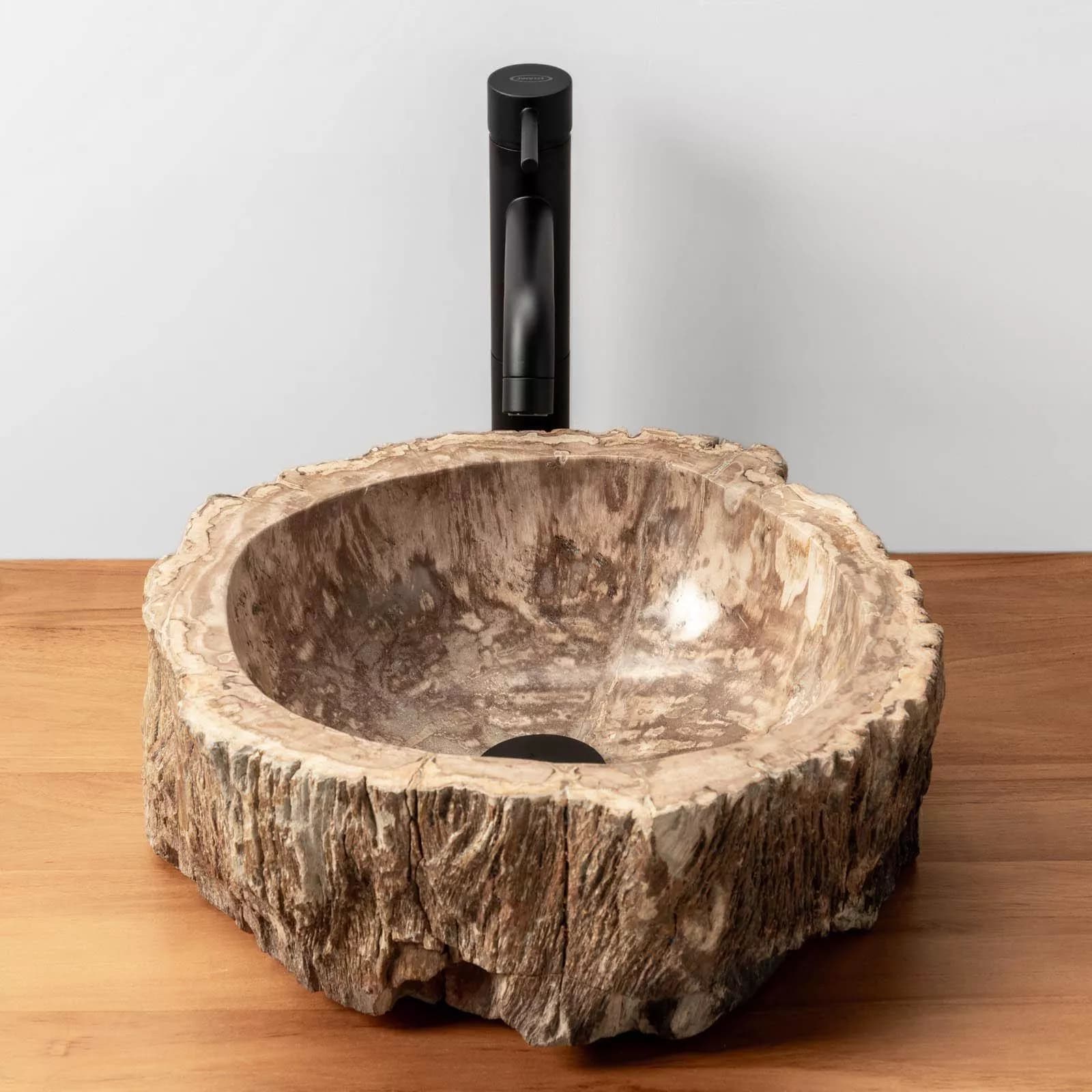 Lavabo da appoggio in legno pietrificato - Artizan