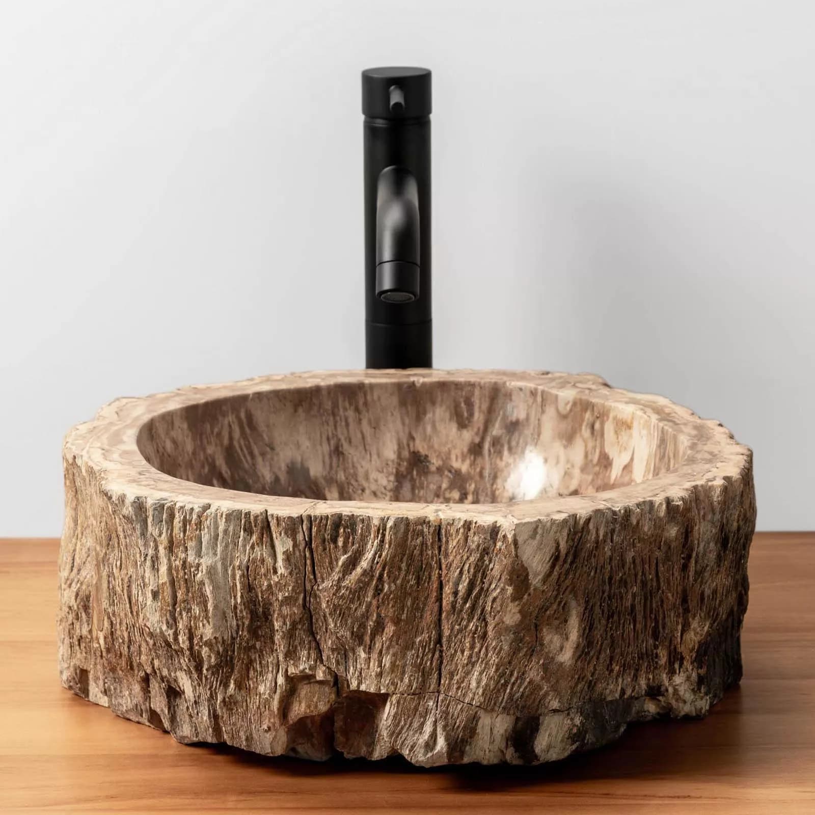 Lavabo da appoggio in legno pietrificato - Artizan