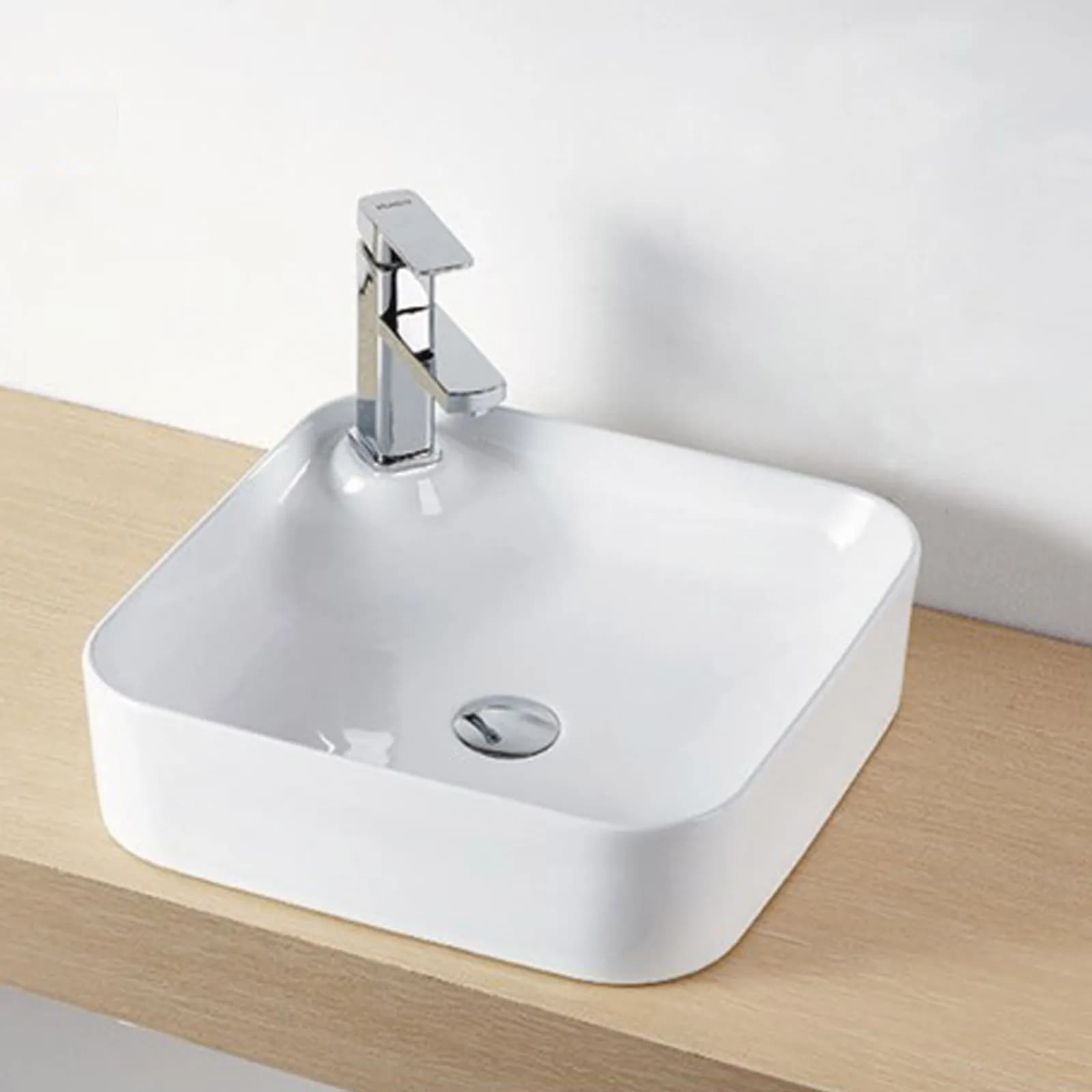 Lavabo da appoggio squadrato 40 cm in ceramica arredo moderno