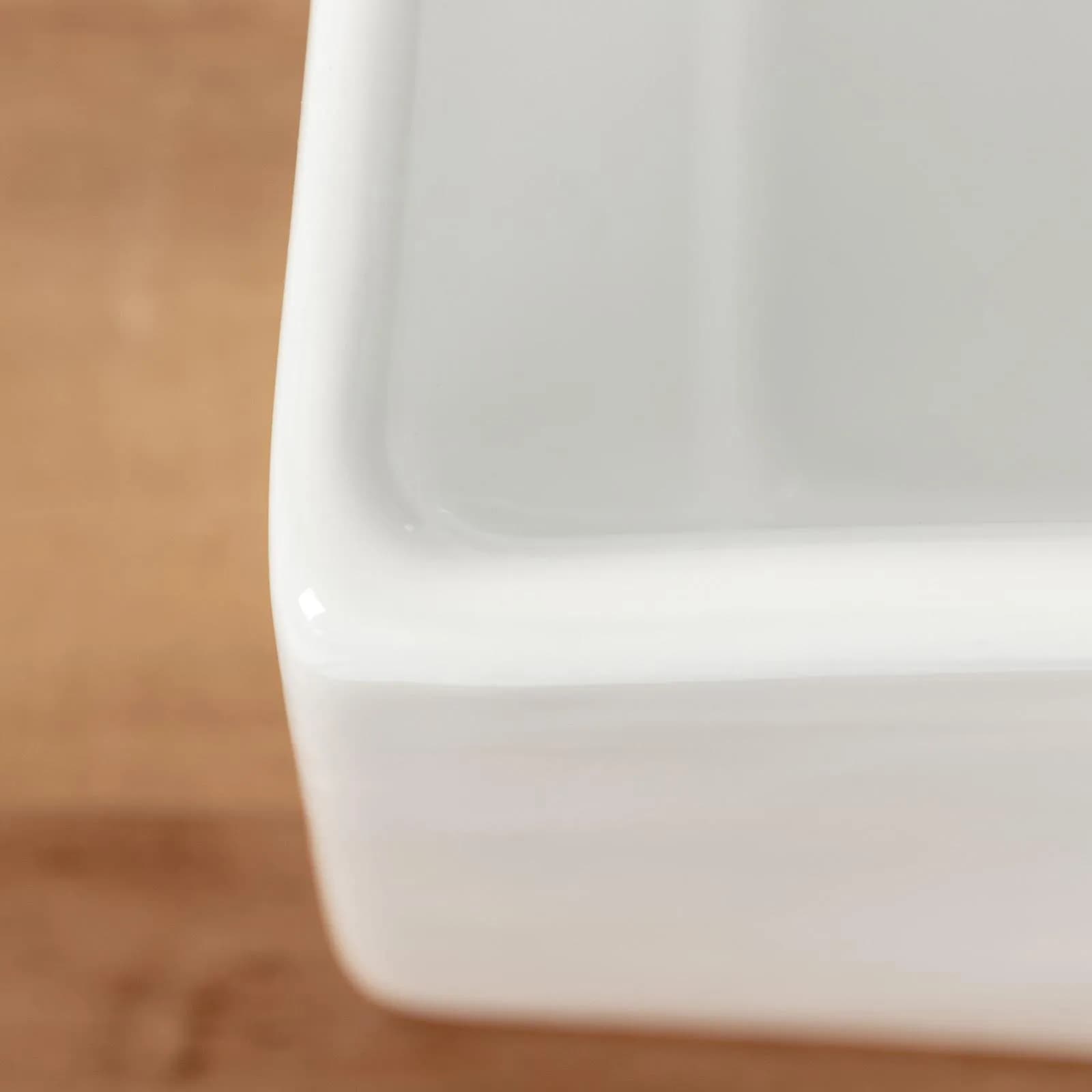 Lavabo da appoggio squadrato 41 cm in ceramica bianco lucido monoforo