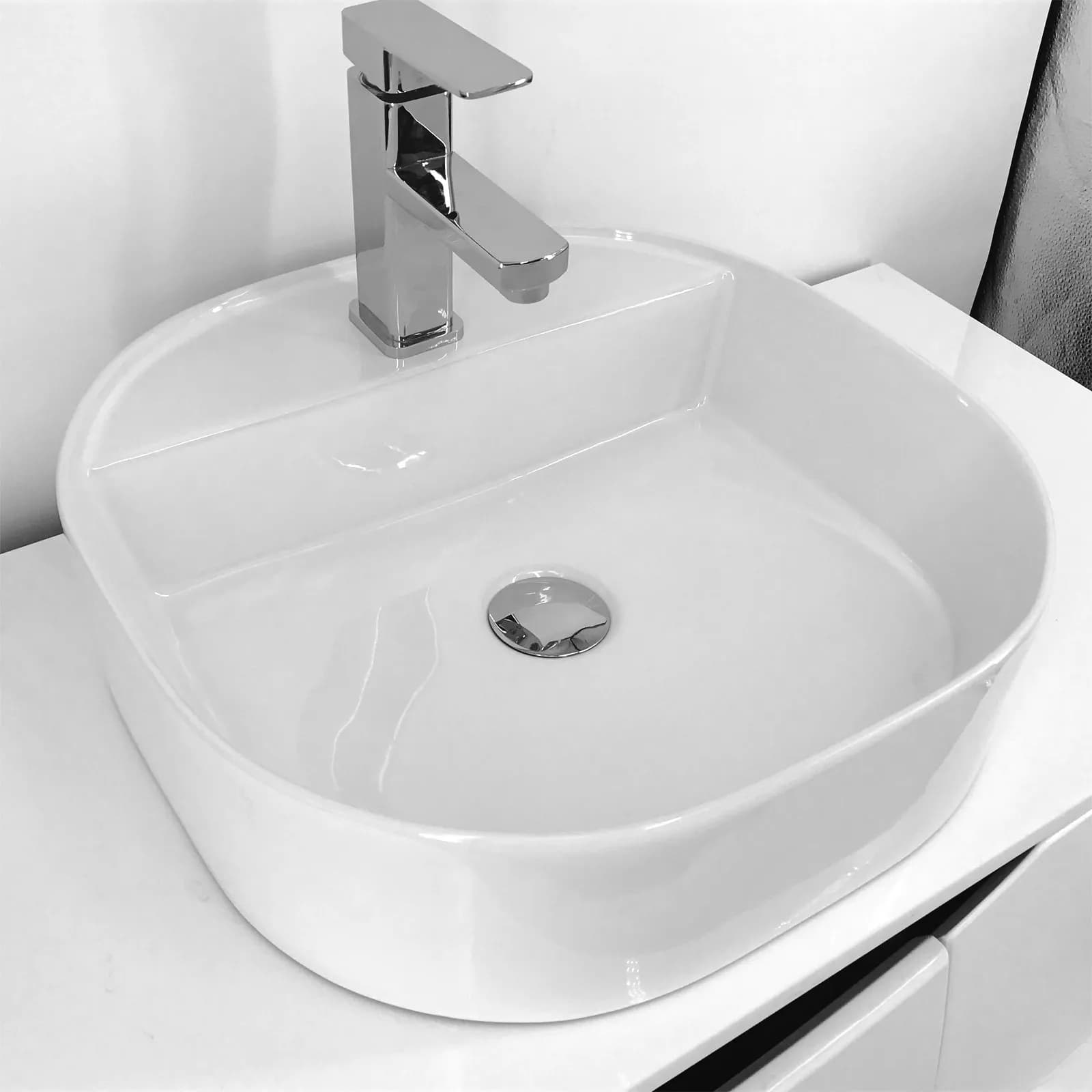 Lavabo d'appoggio 44x44 cm bianco bacinella in ceramica bianca