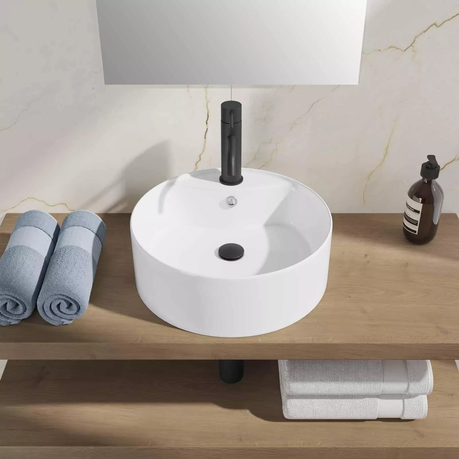 Lavabo design bacinella tonda 46 cm in ceramica d'arredo