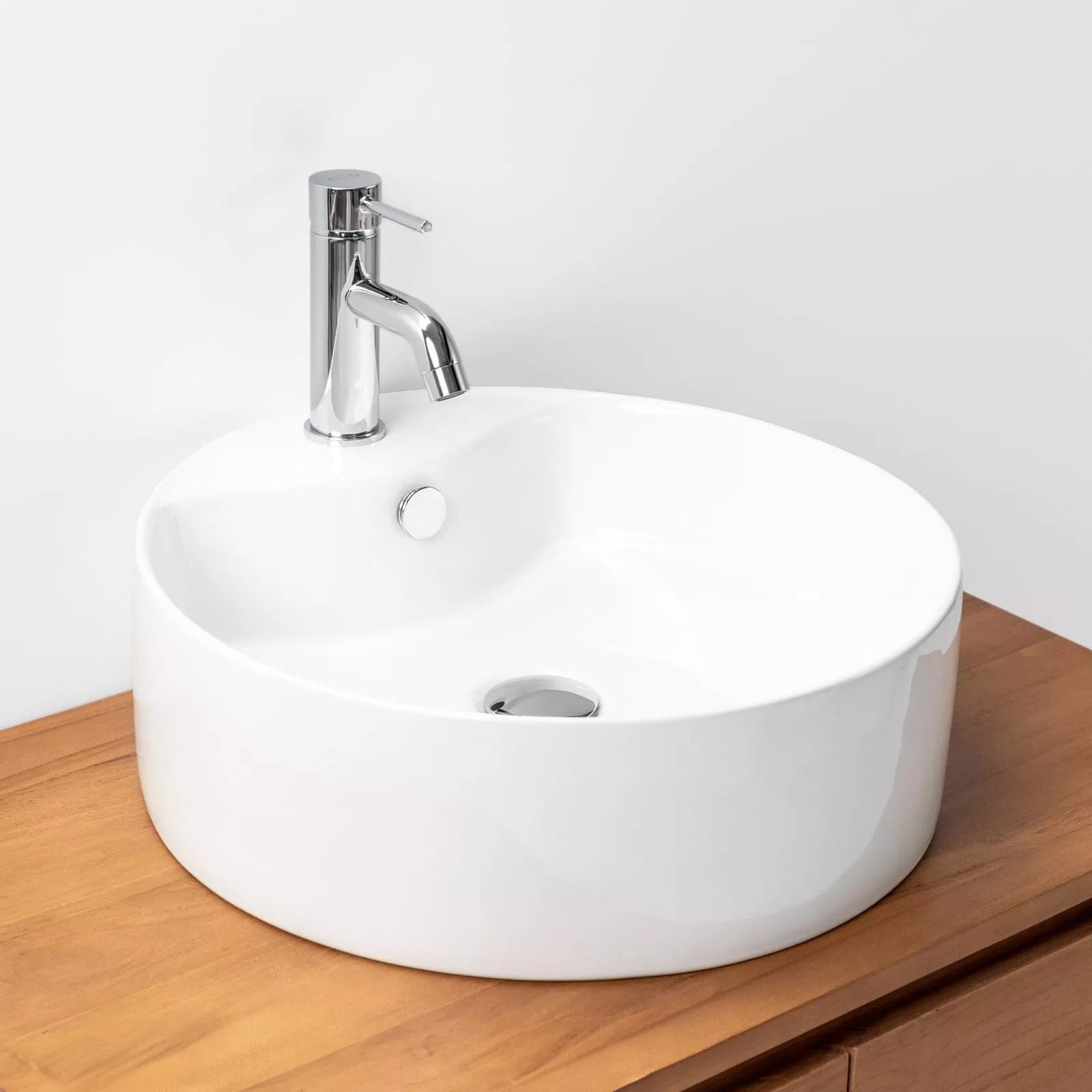 Lavabo design bacinella tonda 46 cm in ceramica d'arredo