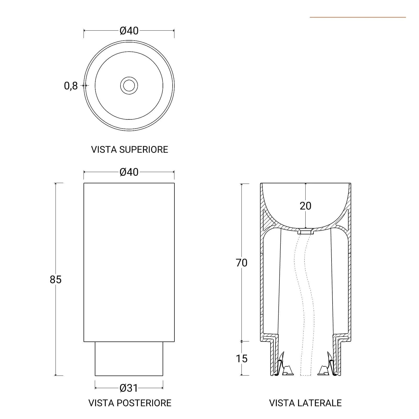 Lavabo freestanding centrostanza Ø 40 cm bianco - Pomo di Simas