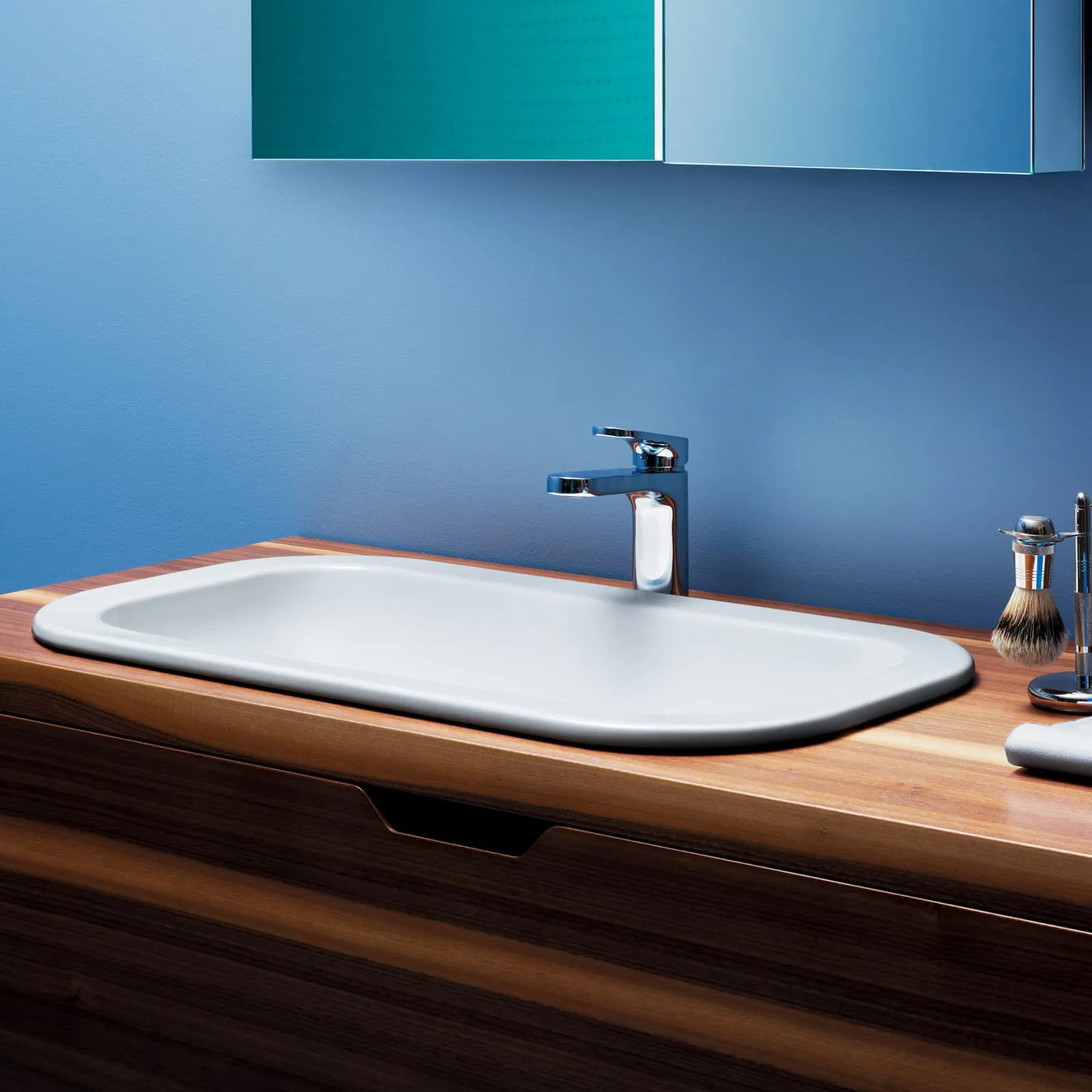 Lavabo semincasso Azzurra ceramica Glaze 70 cm bianco lucido soprapiano