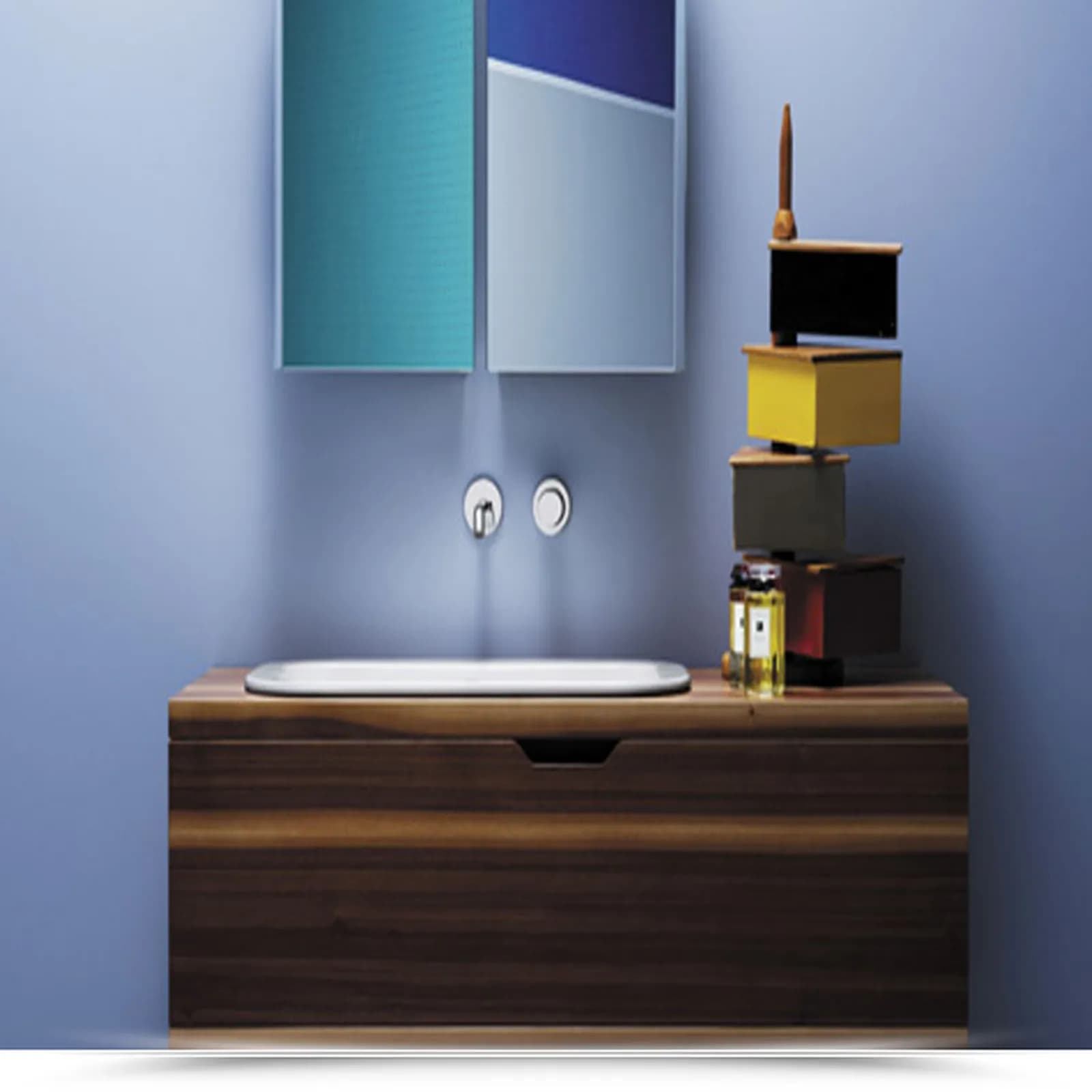 Lavabo semincasso Azzurra ceramica Glaze 70 cm bianco lucido soprapiano