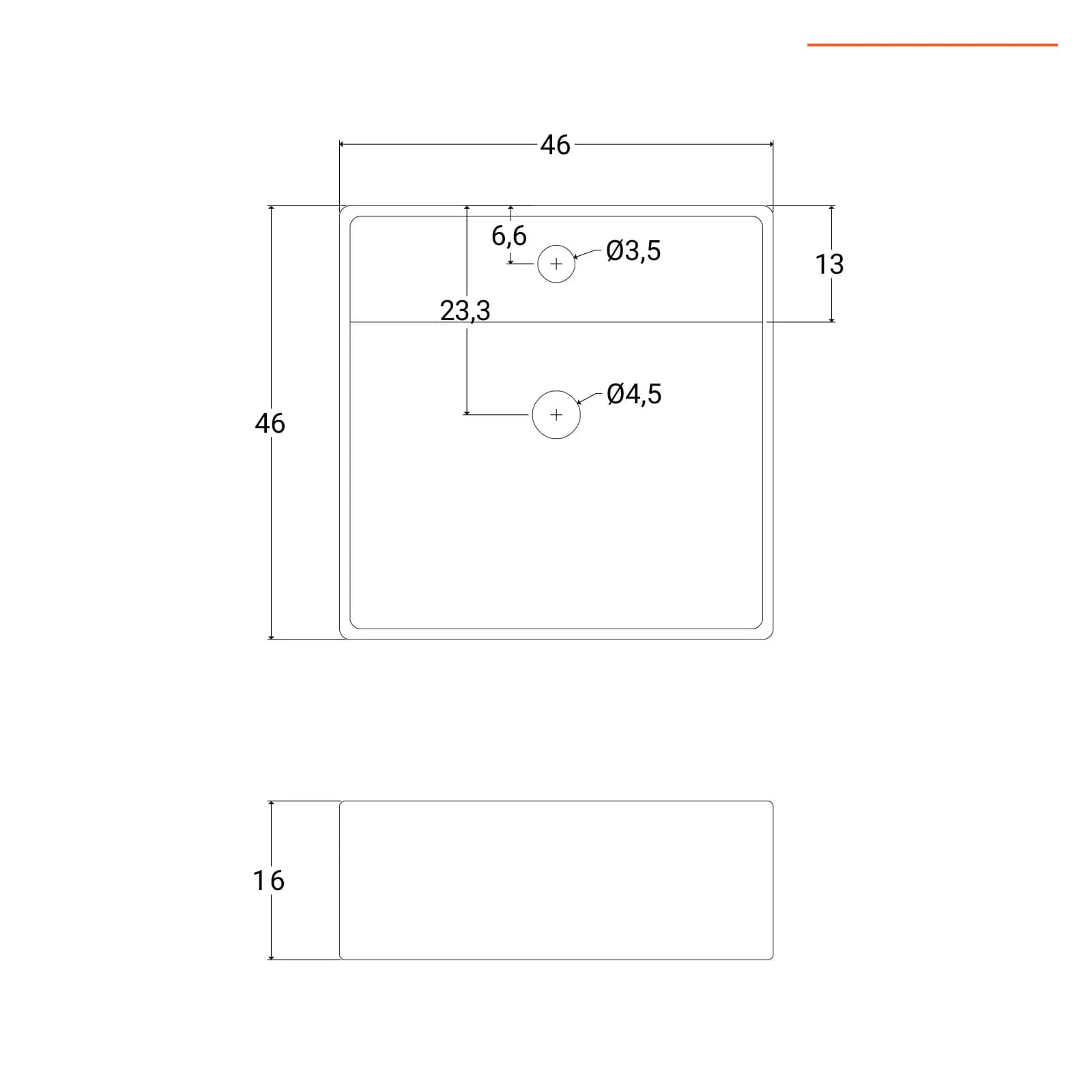 Lavabo sospeso o da appoggio in ceramica 46x46 cm bianco lucido