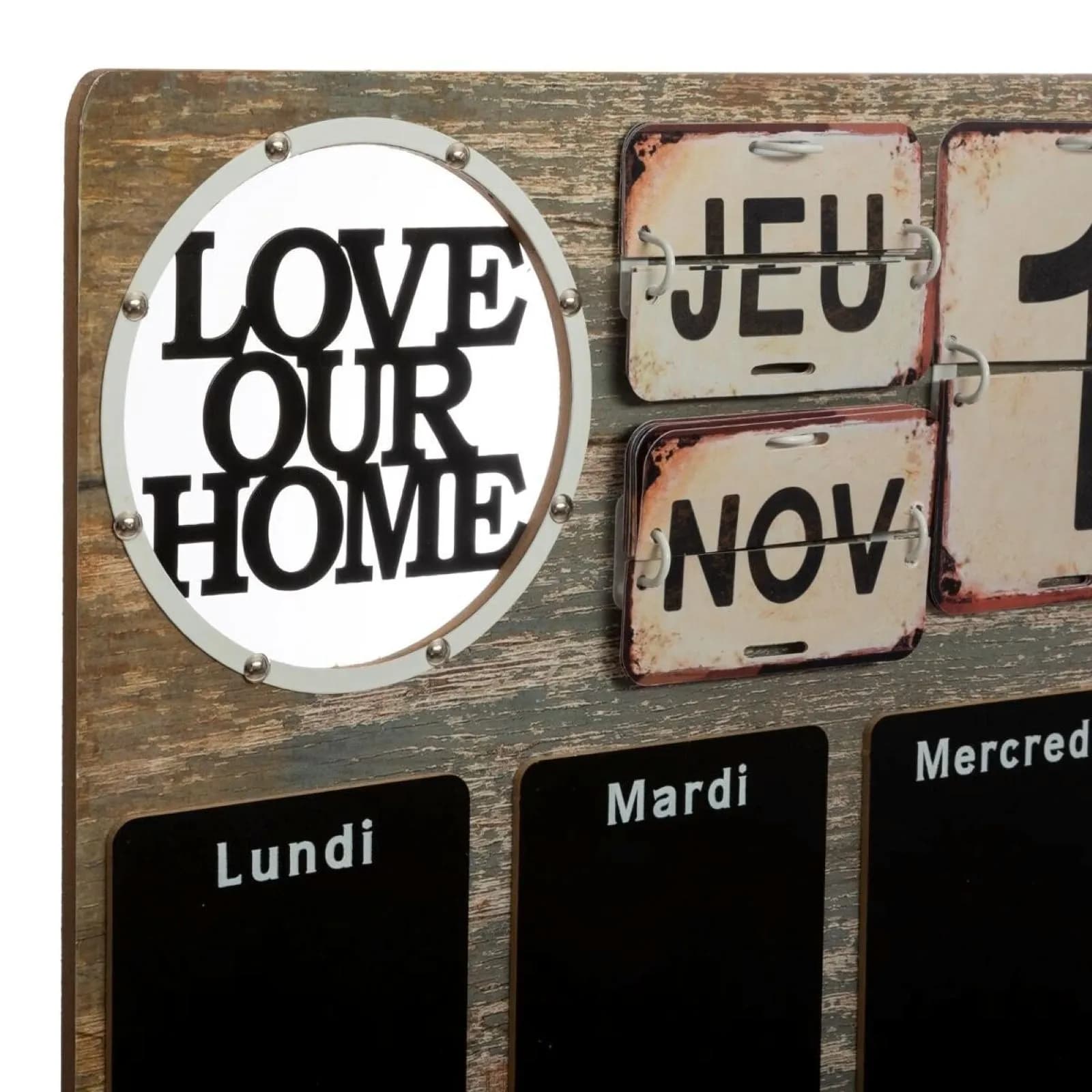 Lavagna settimanale 57x57h cm in legno naturale e ardesia
