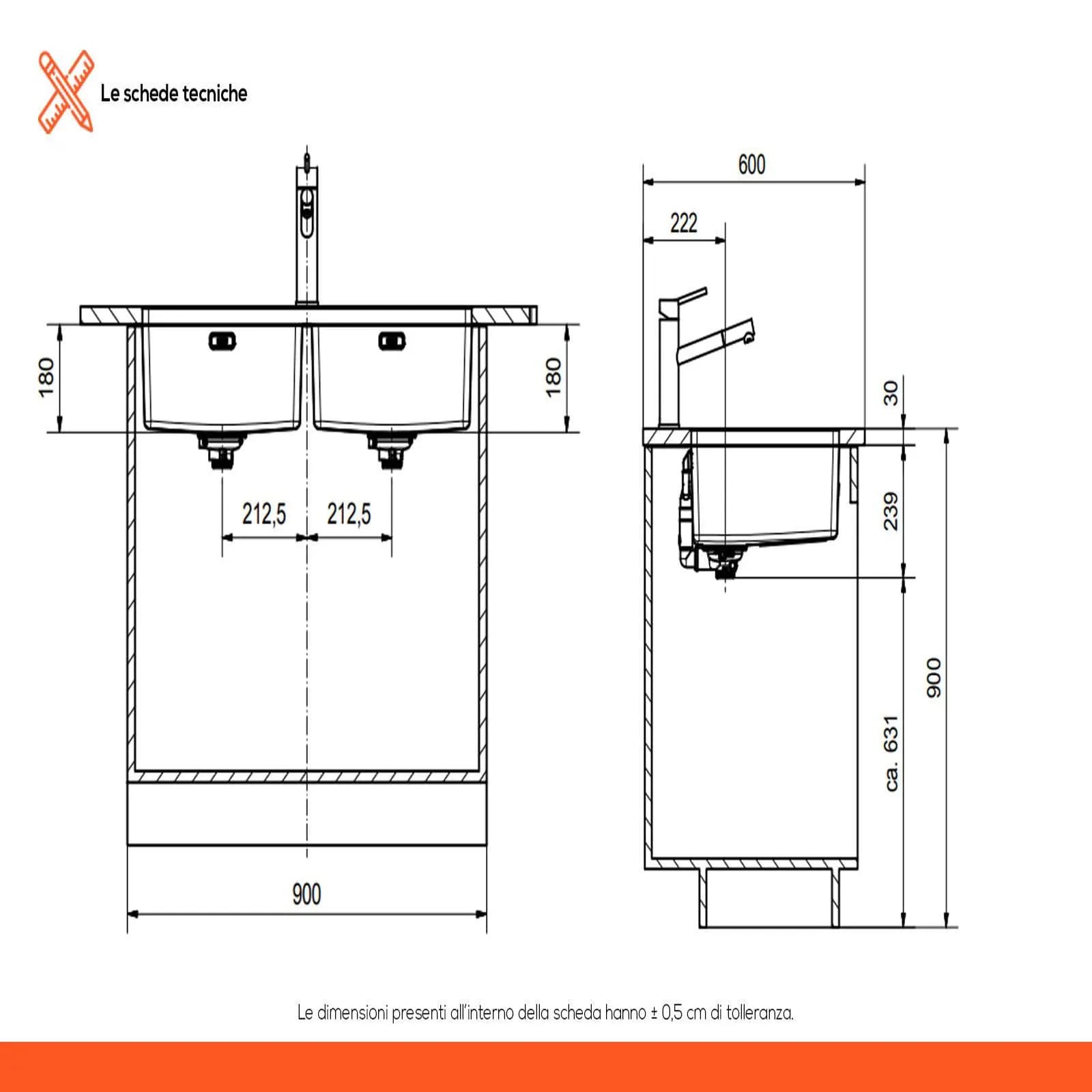 Lavello Franke Maris MRX da cucina due vasche in acciaio inox satinato 86x44 cm