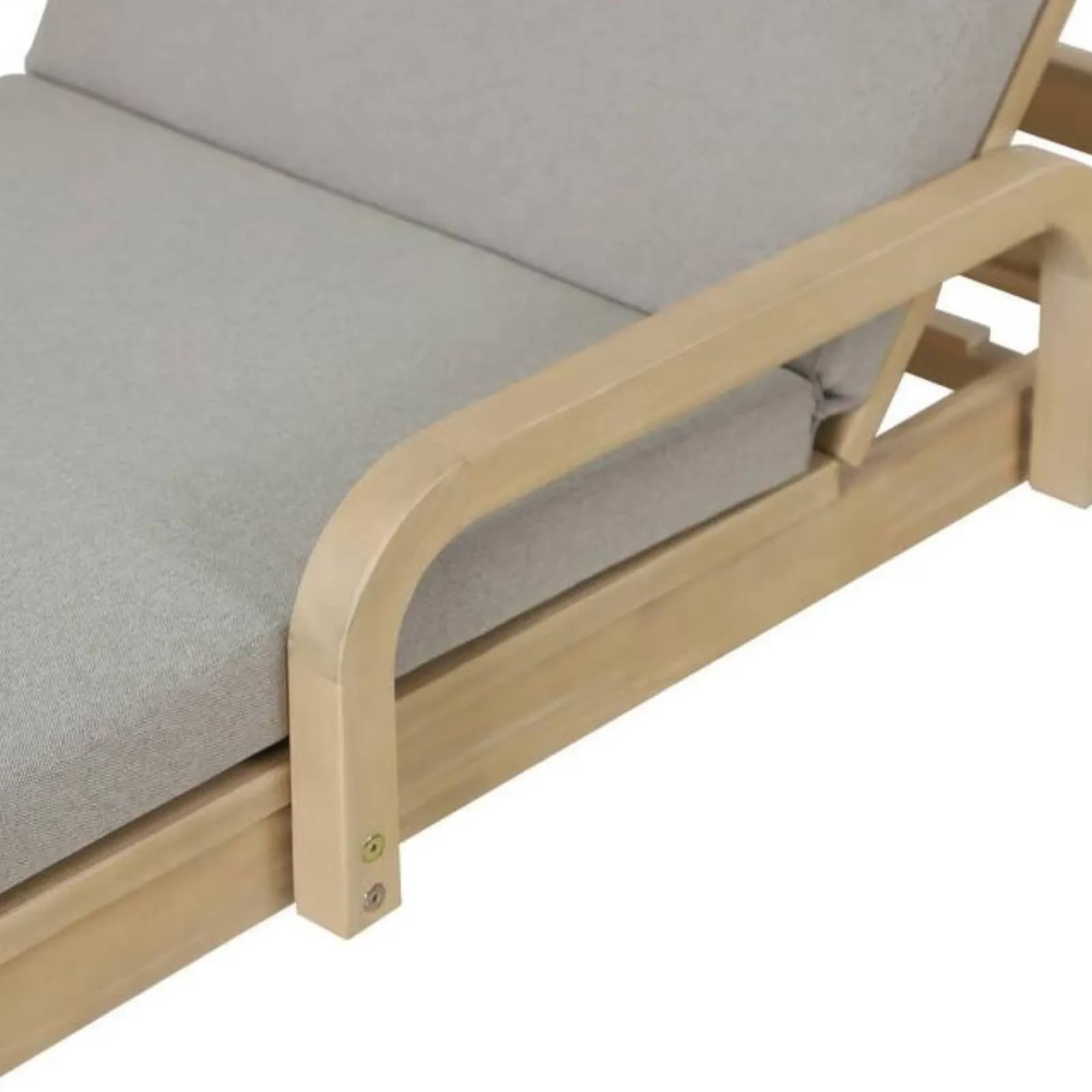 Lettino prendisole con ruote in legno di acacia con cuscino tortora - Sorah