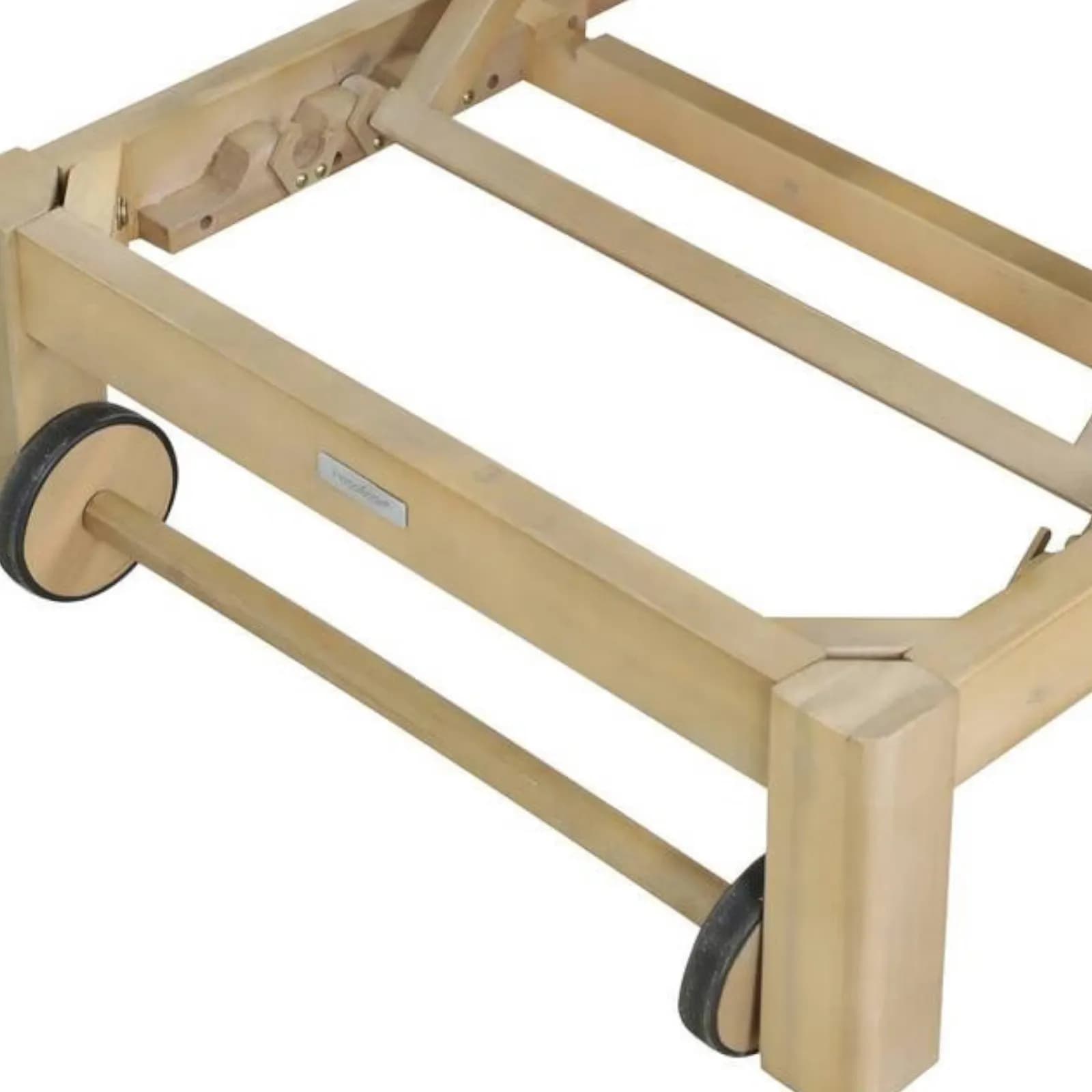 Lettino prendisole con ruote in legno di acacia con cuscino tortora - Sorah