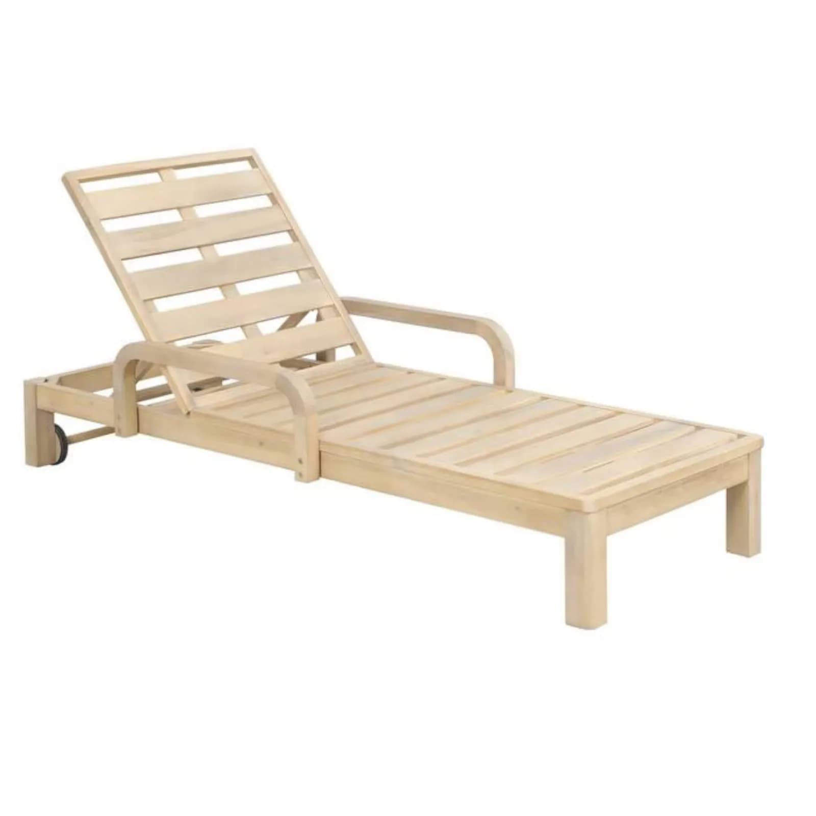 Lettino prendisole con ruote in legno di acacia con cuscino tortora - Sorah