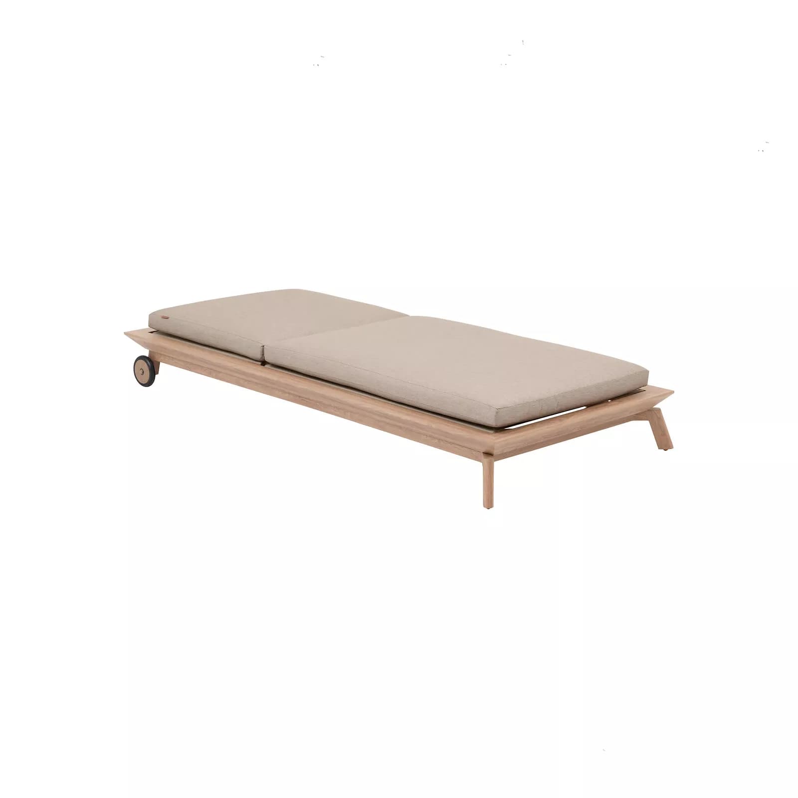Lettino prendisole reclinabile con ruote in alluminio effetto legno con cuscino tortora - Esotik