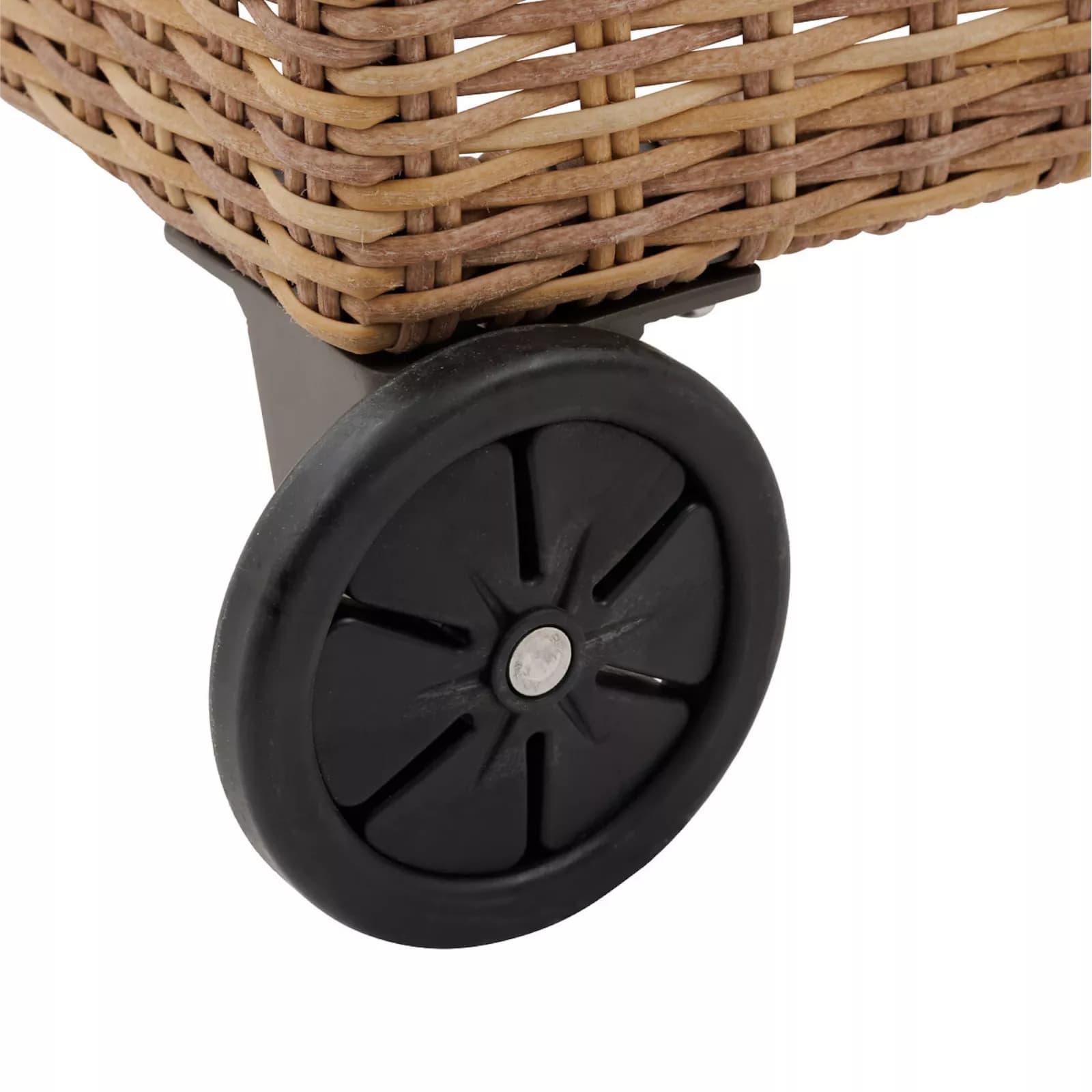 Lettino prendisole reclinabile con ruote in polyrattan naturale e cuscino beige - Hierro