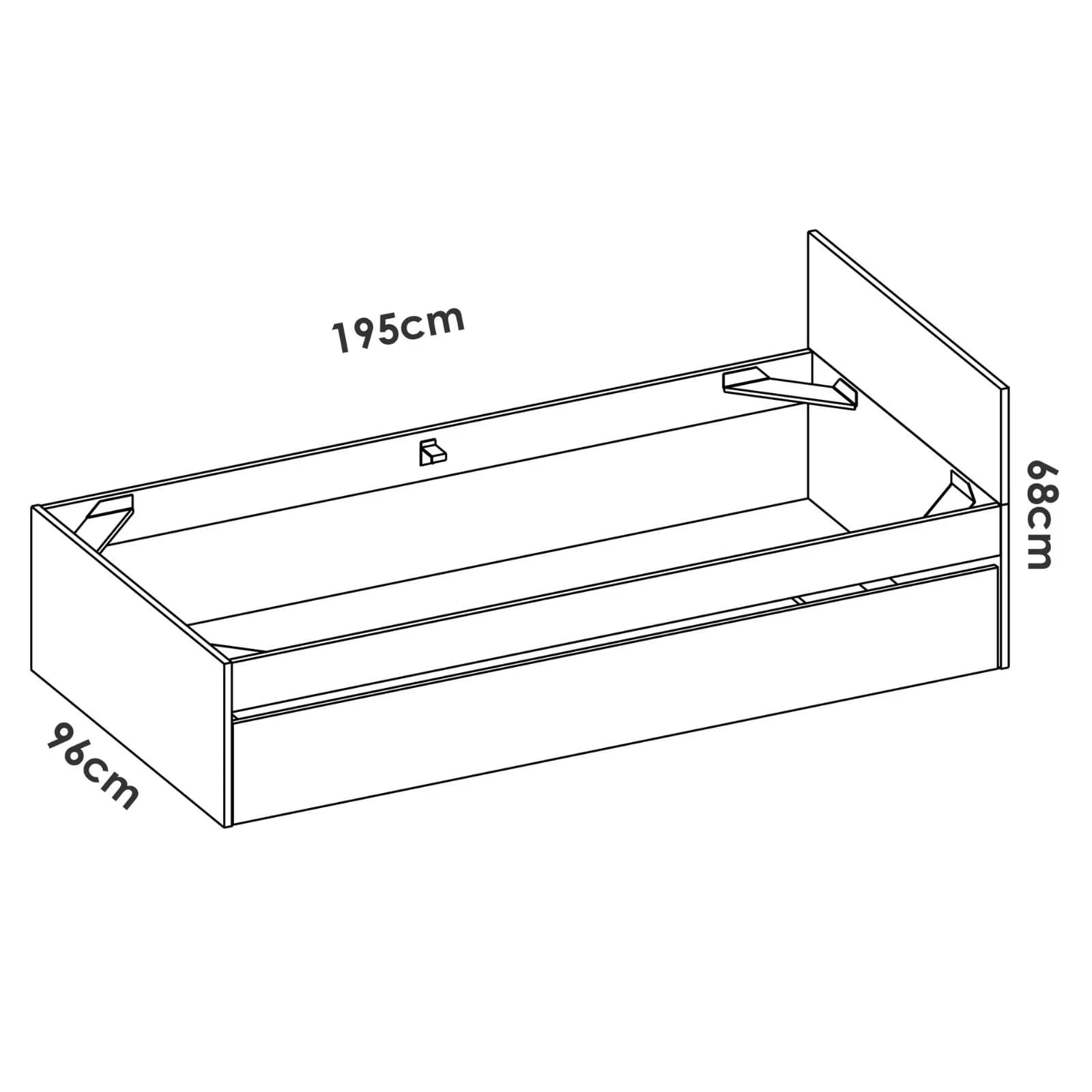 Letto singolo 90x190 cm bianco con testata e letto estraibile effetto rovere naturale - Thera
